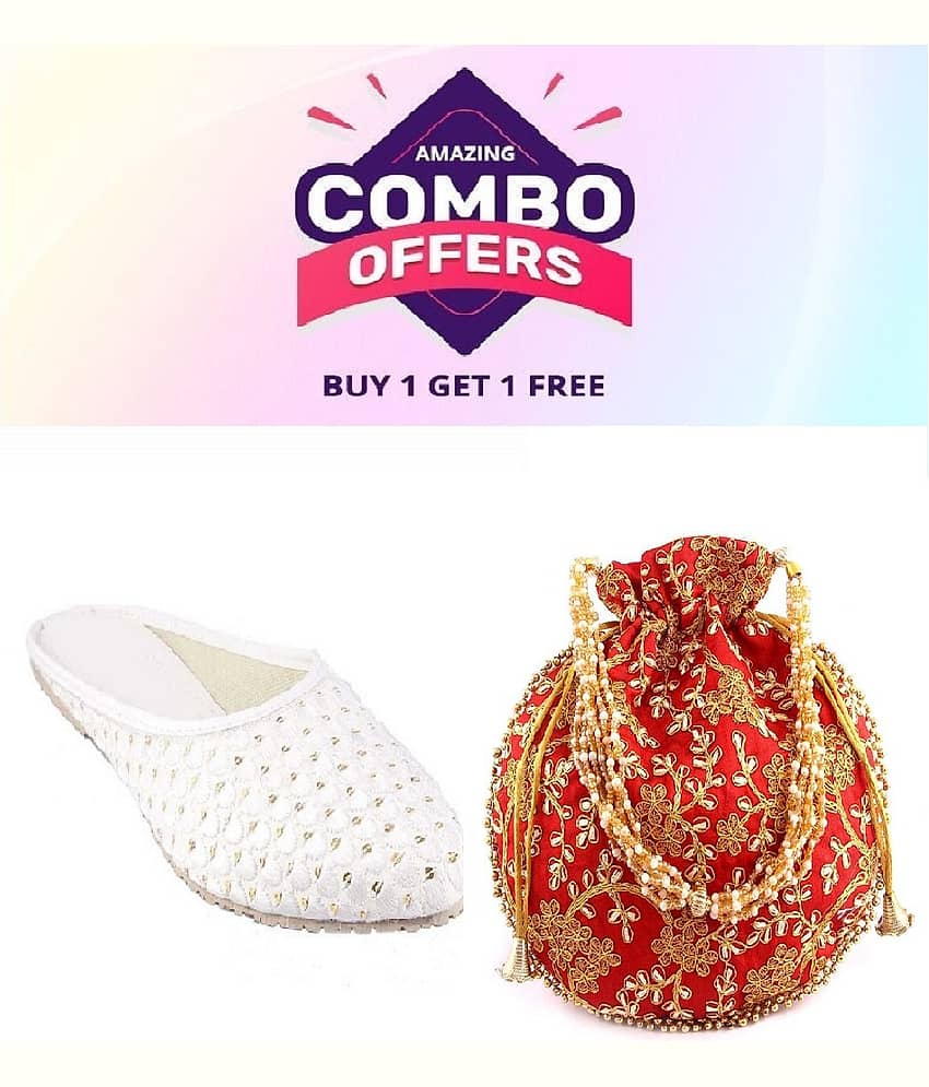 Anjaneya Creations White Women's Juttis - Ethnic Shoes | Buy online on ZillyBuy
