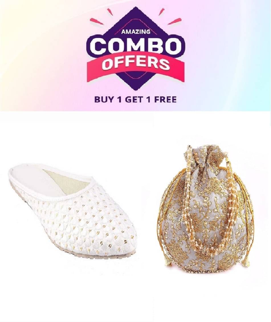 Anjaneya Creations White Women's Juttis     			Anjaneya Creations White Women's Juttis