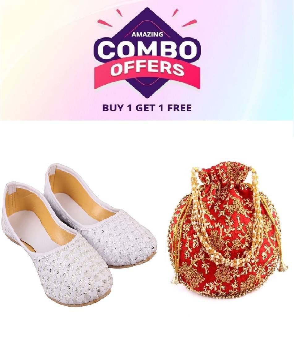     			Anjaneya Creations White Women's Juttis