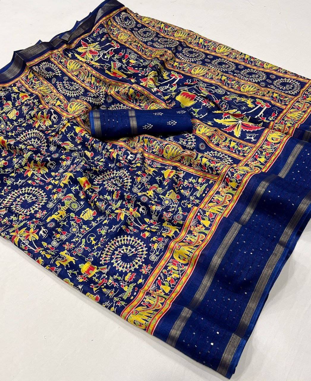     			Arkia Silk Embellished Saree With Unstitched Blouse Piece ( Light Blue )
