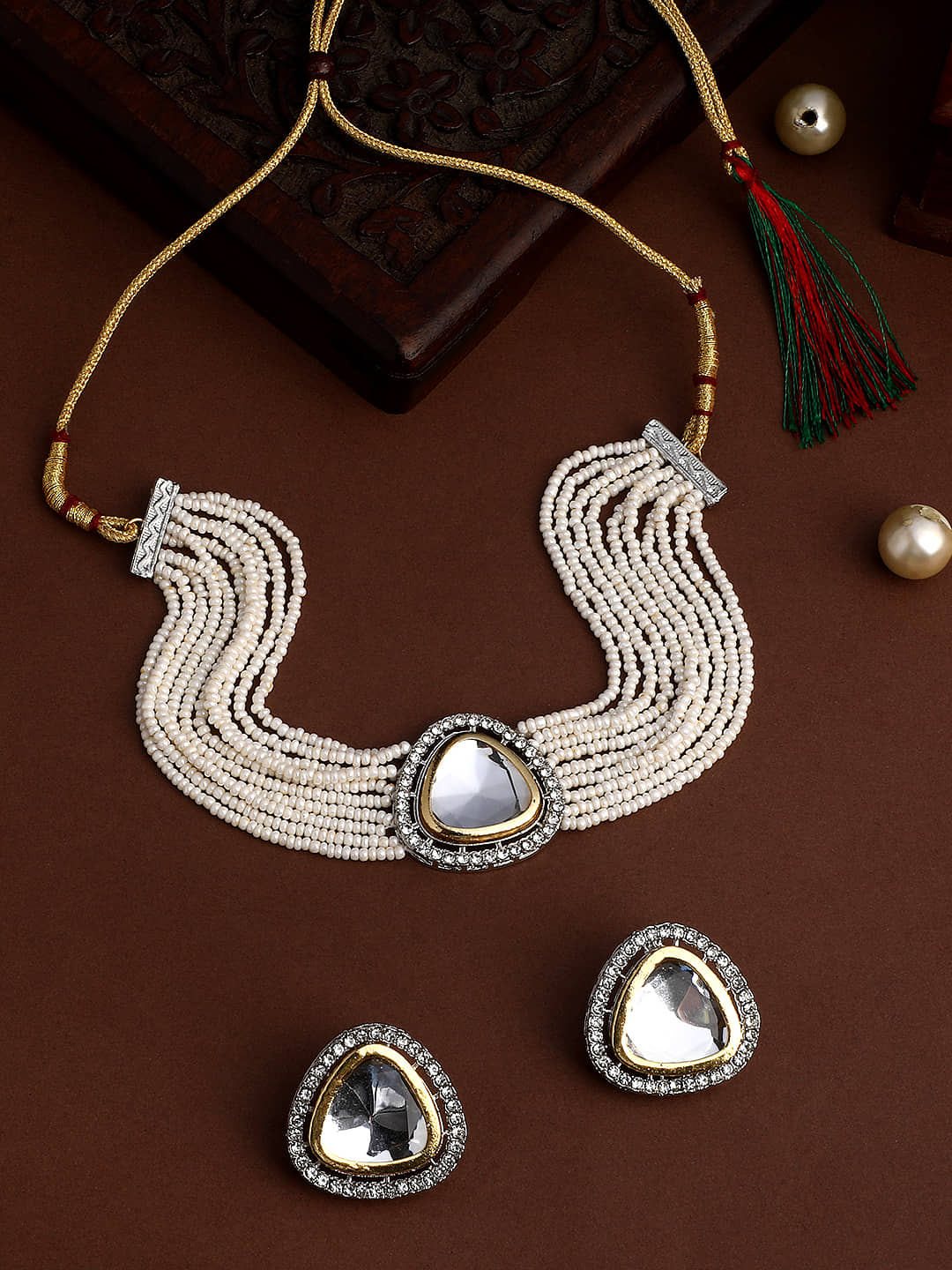 Asmitta Jewellery Golden Alloy Necklace Set ( Pack of 1 )