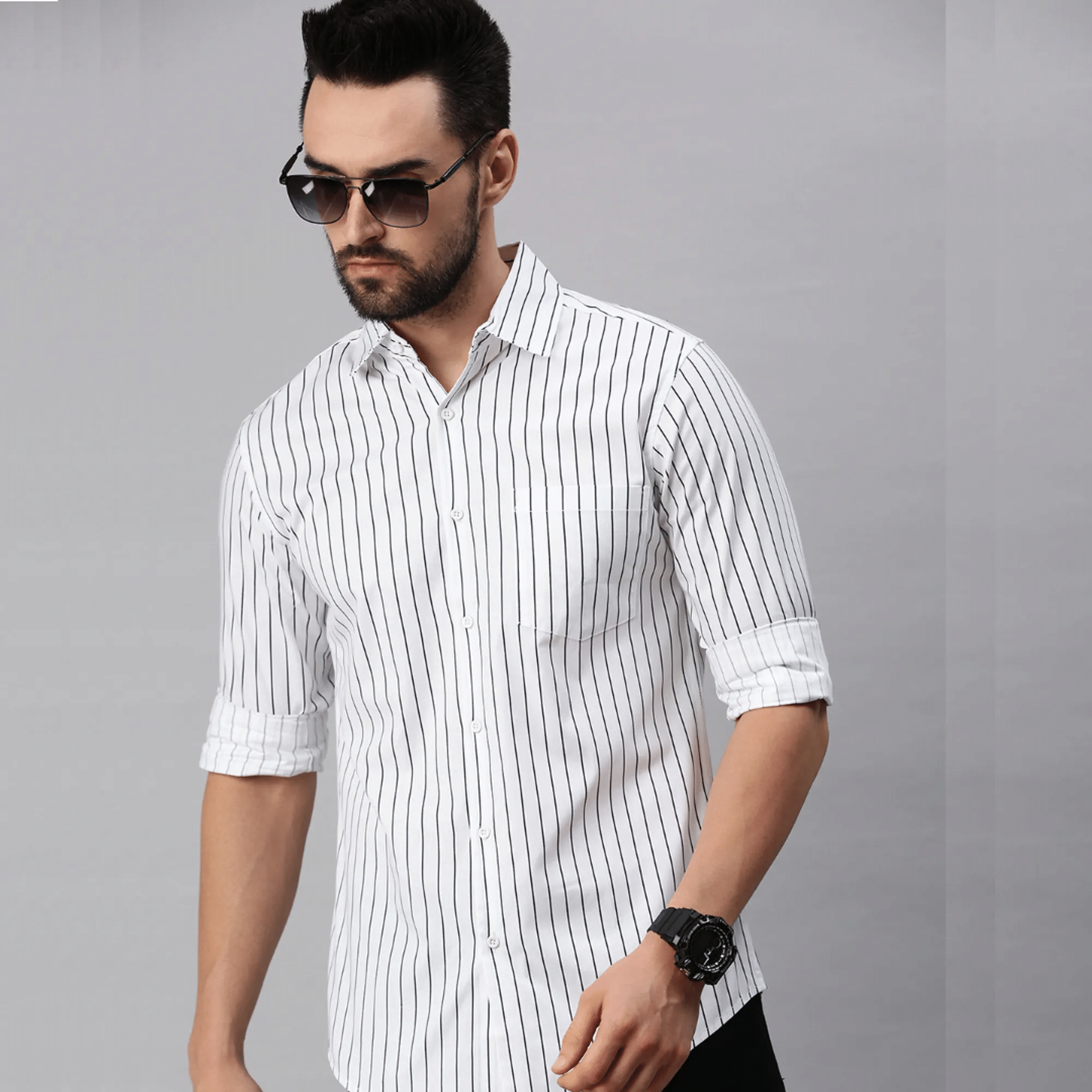BOUGHT FIRST Cotton Blend Regular Fit Full Sleeves Men's Formal Shirt - White ( Pack of 1 ) BOUGHT FIRST Cotton Blend Regular Fit Full Sleeves Men's Formal Shirt - White ( Pack of 1 )