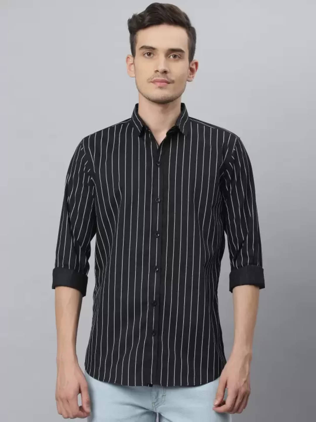 BOUGHT FIRST Cotton Blend Regular Fit Full Sleeves Men's Formal Shirt - Black ( Pack of 1 ) BOUGHT FIRST Cotton Blend Regular Fit Full Sleeves Men's Formal Shirt - Black ( Pack of 1 )