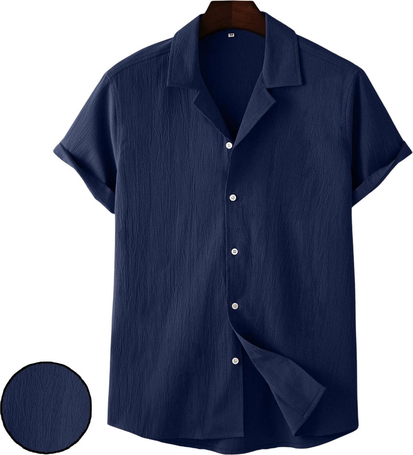 BOUGHT FIRST Cotton Blend Regular Fit Half Sleeves Men's Formal Shirt - Navy ( Pack of 1 ) BOUGHT FIRST Cotton Blend Regular Fit Half Sleeves Men's Formal Shirt - Navy ( Pack of 1 )