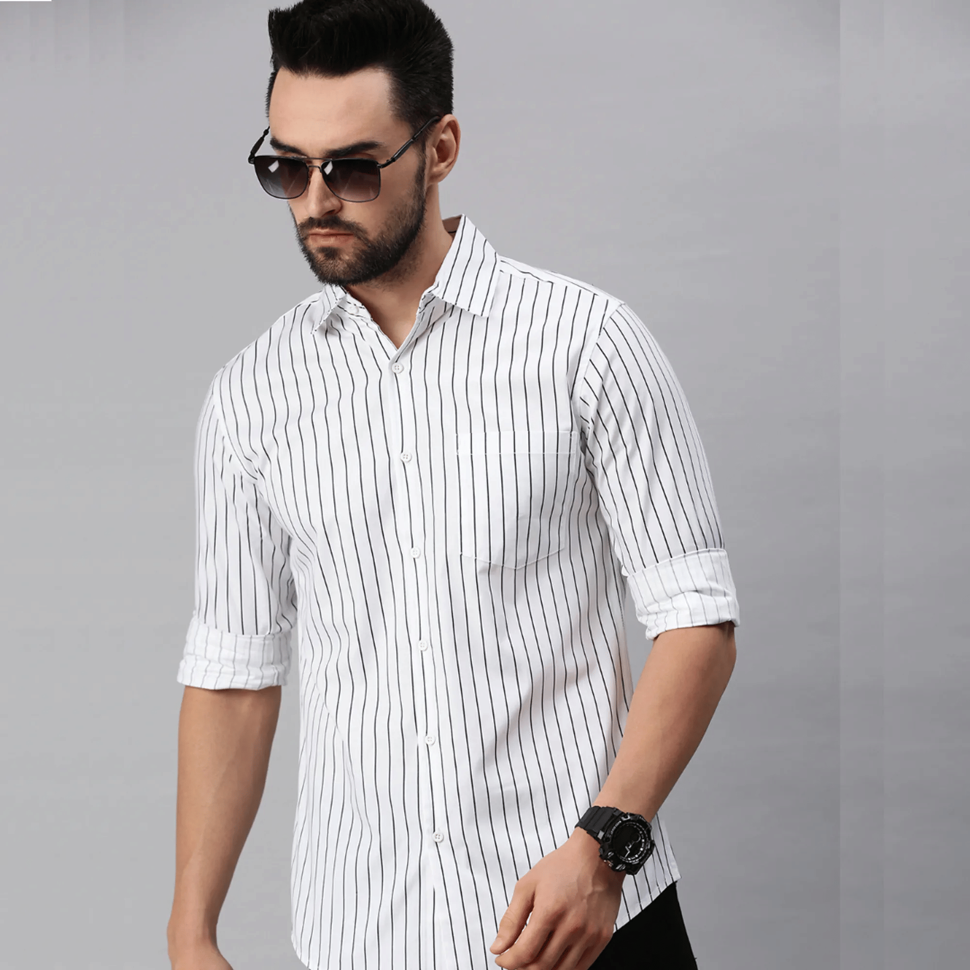 BOUGHT FIRST Cotton Blend Regular Fit Full Sleeves Men's Formal Shirt - White ( Pack of 1 )