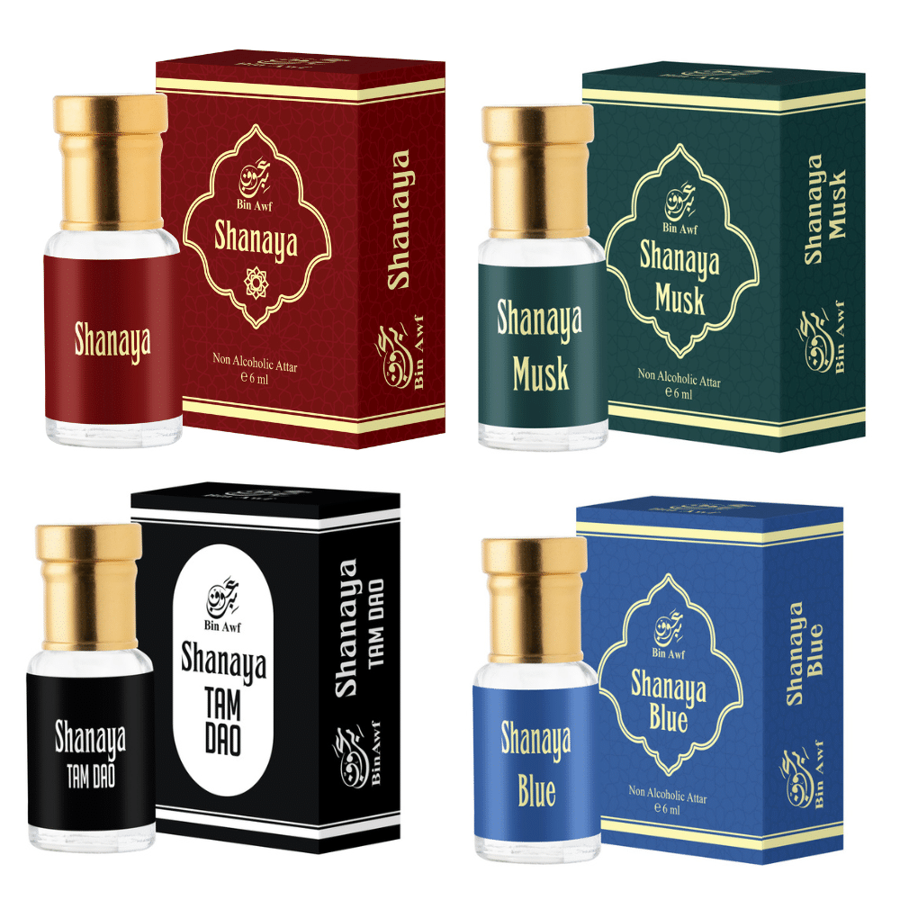     			Binawf Musk Non- Alcoholic Below 50ml Attar ( Pack of 4 )