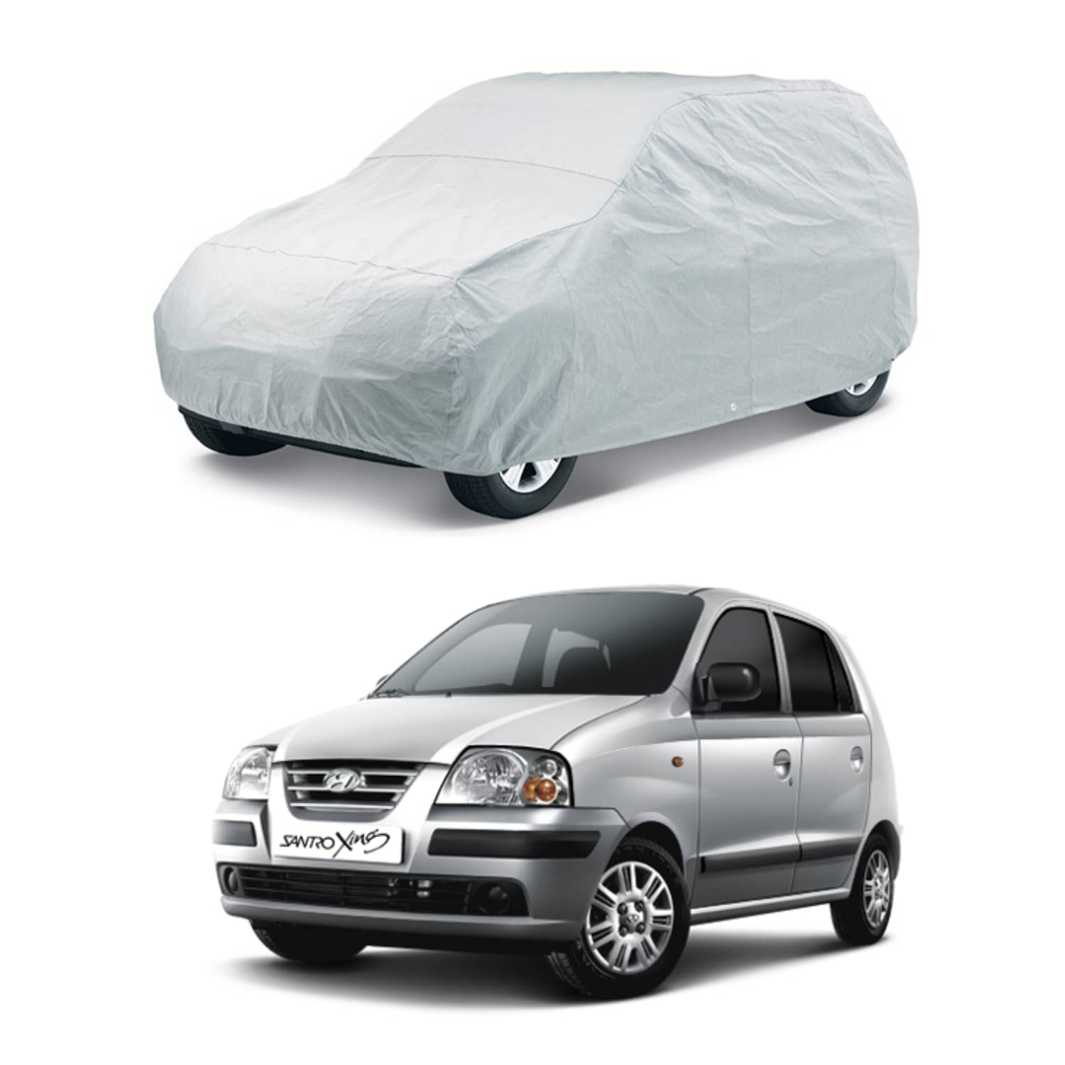     			CARNEST Car Body Cover for Hyundai Santro Xing Without Mirror Pocket ( Pack of 1 ) , Silver