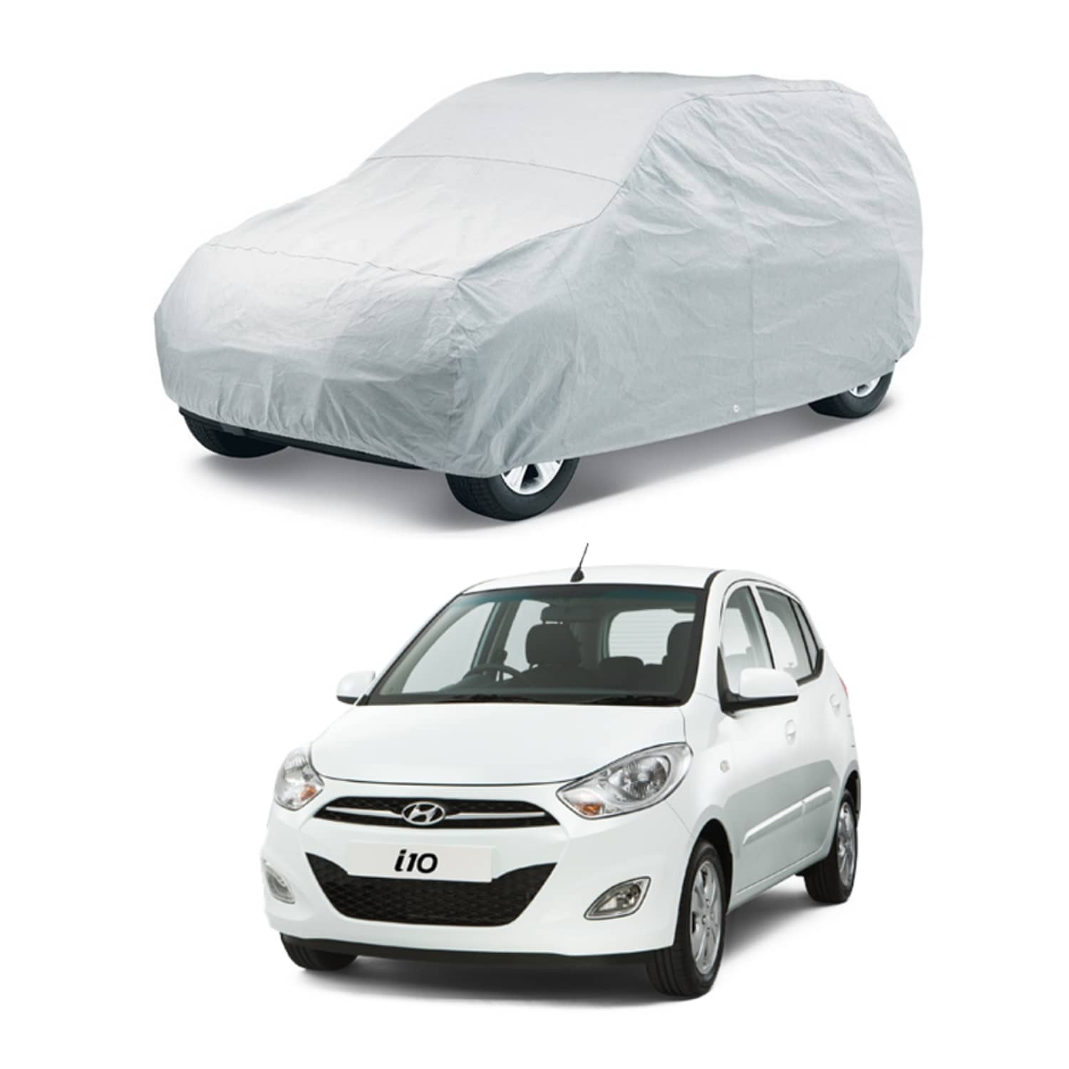CARNEST Car Body Cover for Hyundai i10 [2013-2015] Without Mirror Pocket ( Pack of 1 ) , Silver