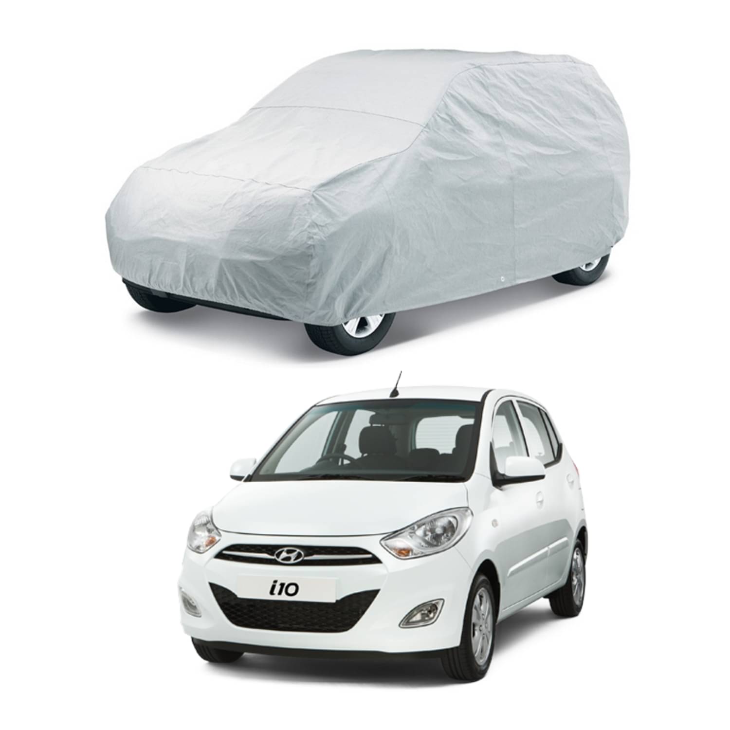     			CARNEST Car Body Cover for Hyundai i10 [2010-2015] Without Mirror Pocket ( Pack of 1 ) , Silver