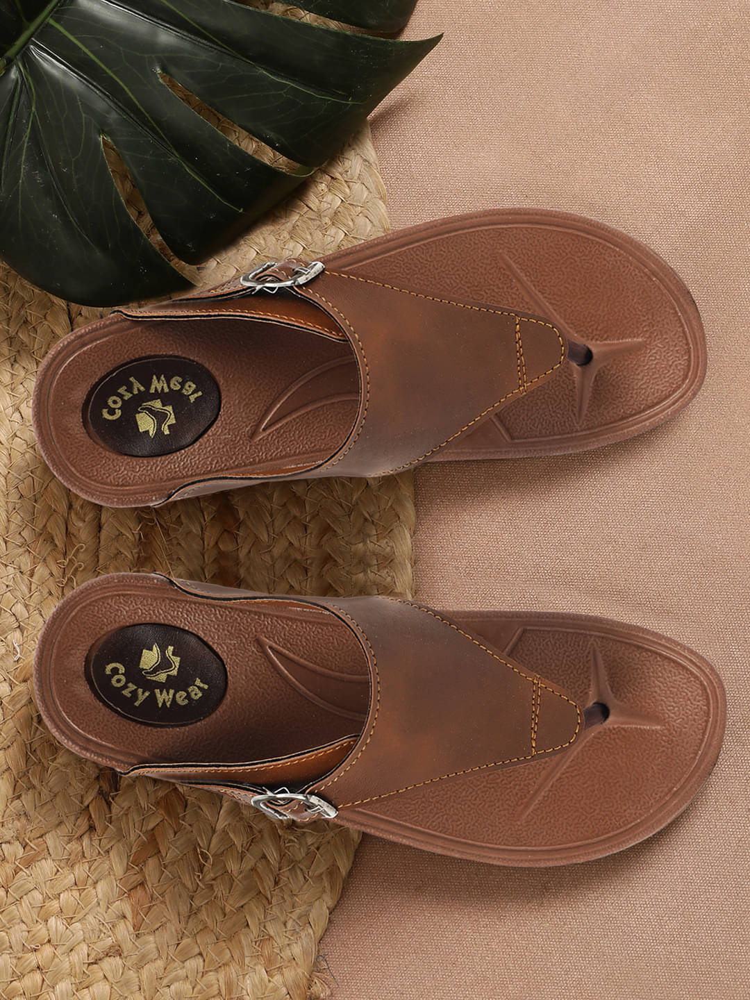     			Cozy Wear Tan Women's Leather Slipper