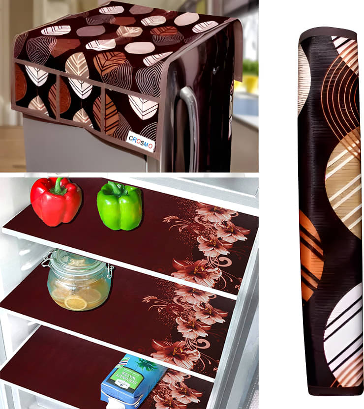Crosmo Polyester Nature Fridge Mat & Cover ( 99 53 ) Pack of 5 - Multicolor Crosmo Polyester Nature Fridge Mat & Cover ( 99 53 ) Pack of 5 - Multicolor