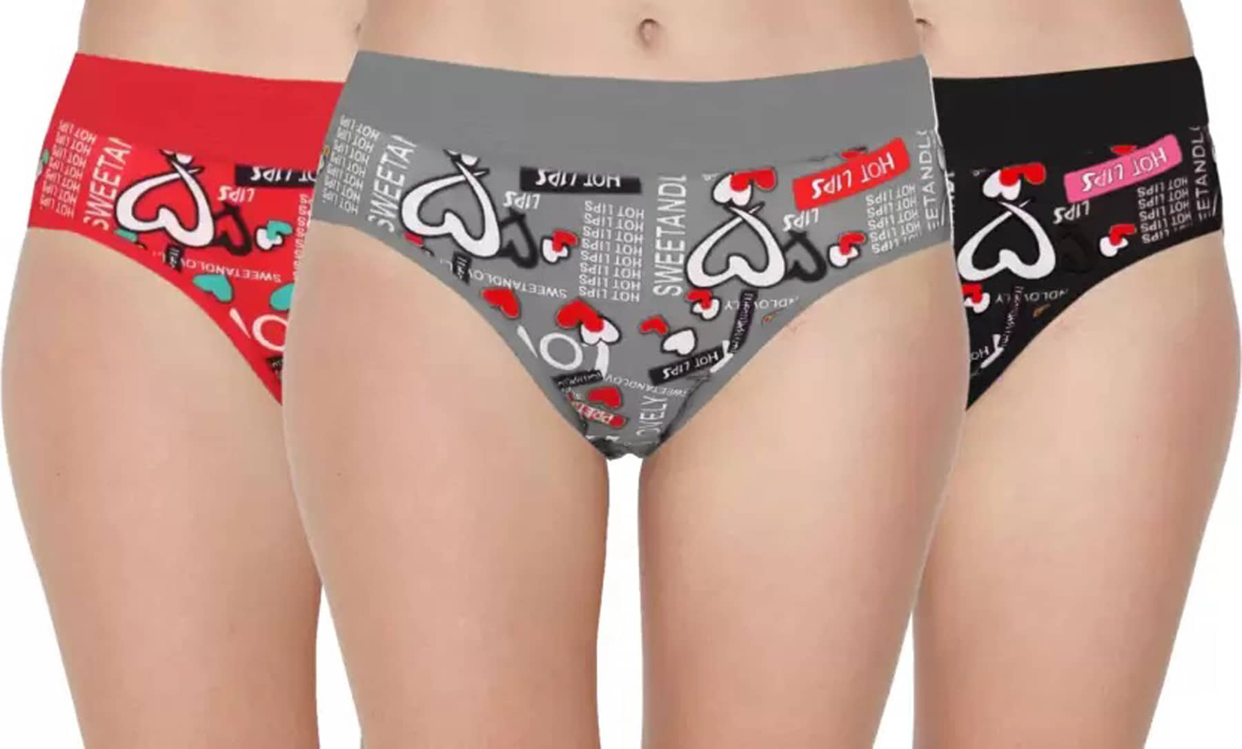 DOOZIE LOVEPLUS Pack of 3 Cotton Printed Women's Hipster ( Multicolor )