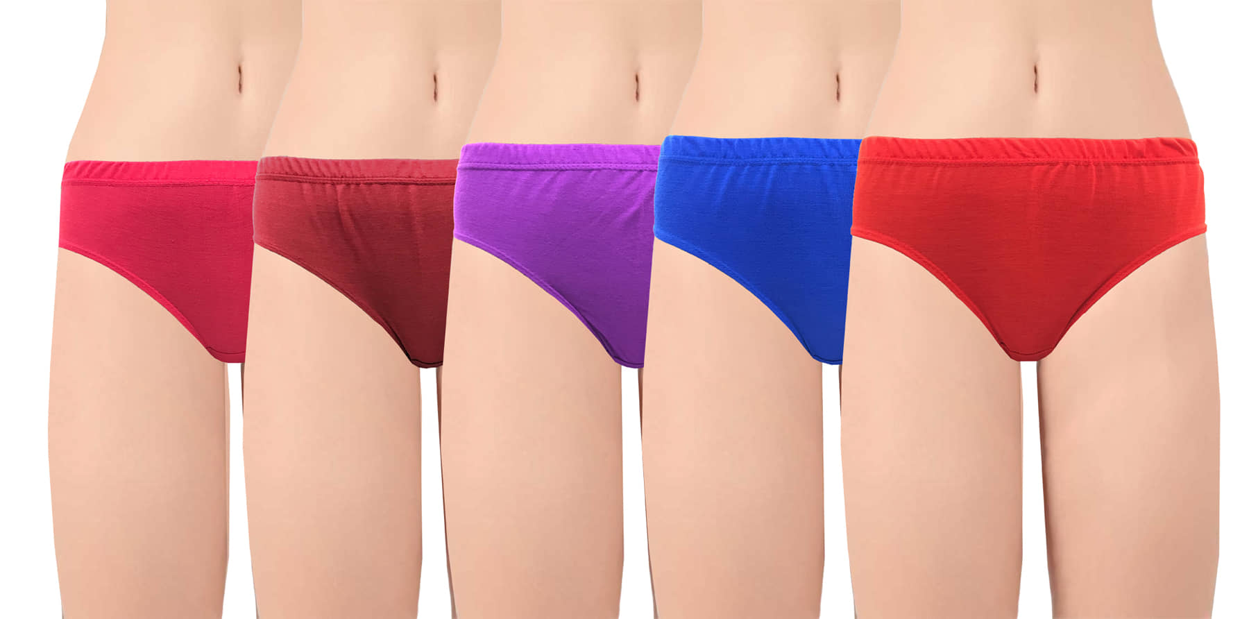 DOOZIE LOVEPLUS Pack of 5 Poly Cotton Solid Women's Briefs ( Multicolor )