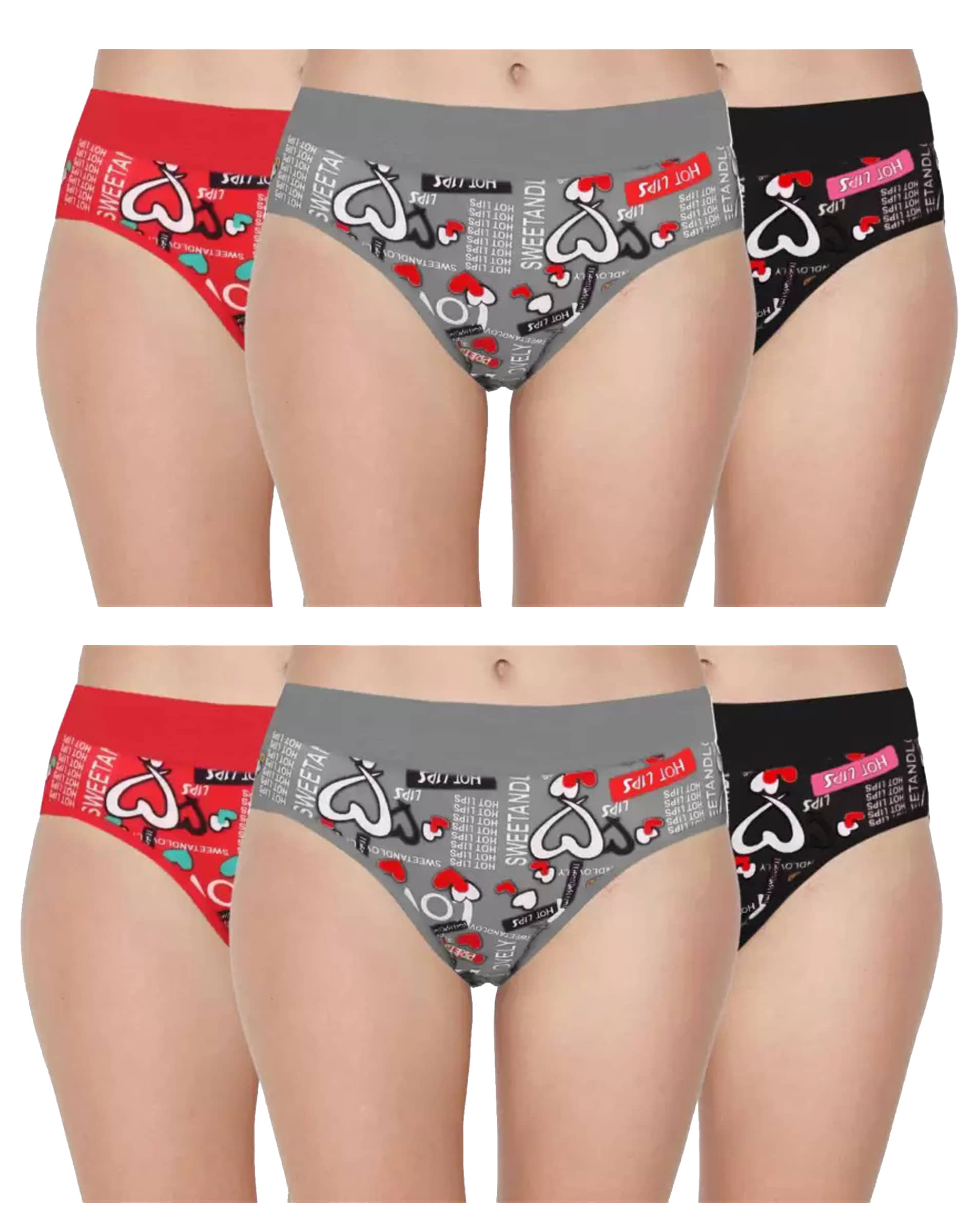 DOOZIE LOVEPLUS Pack of 6 Cotton Printed Women's Hipster ( Multicolor )