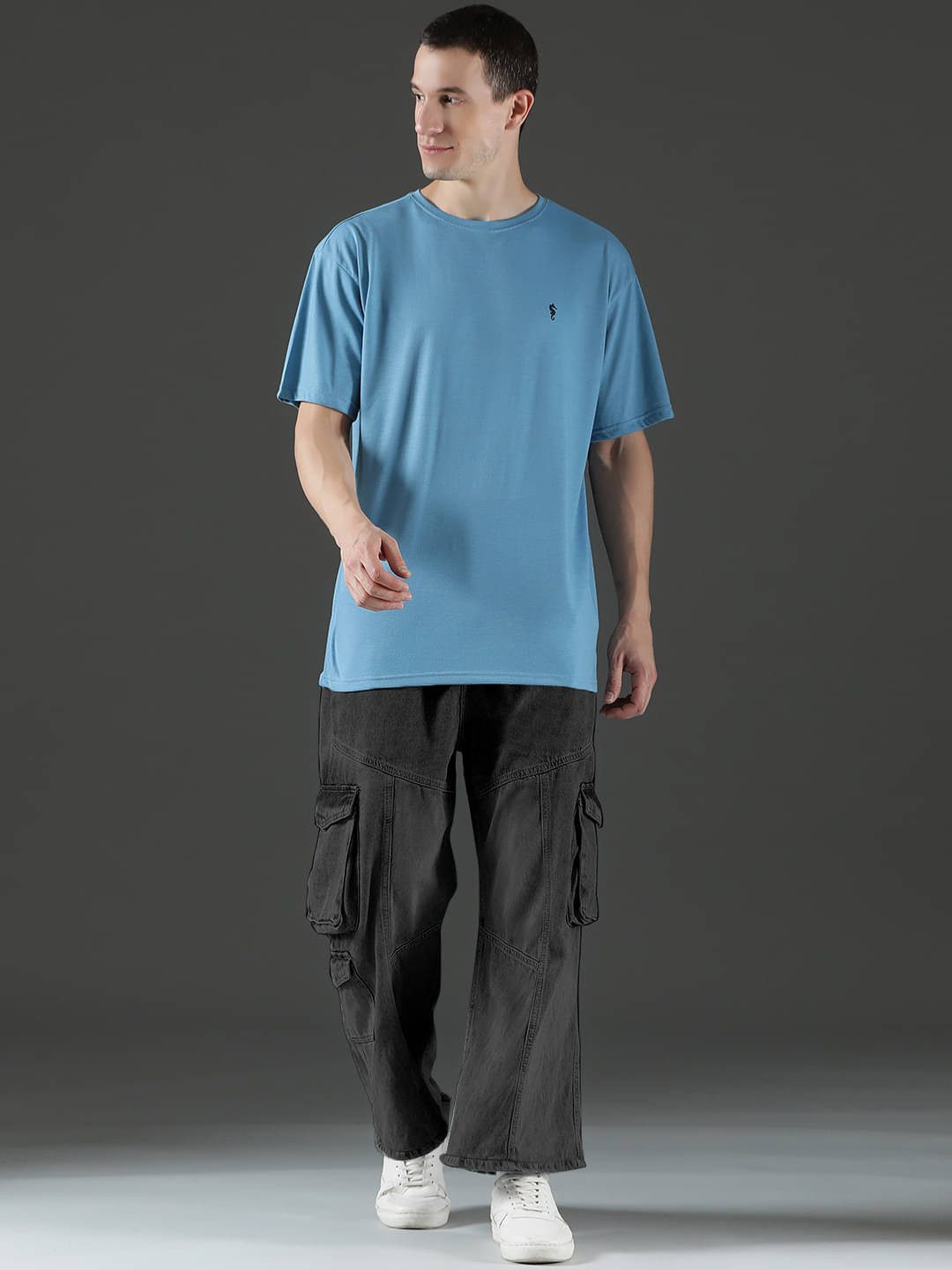     			EPPE Pack of 1 Cotton Blend Oversized Fit Men's T-Shirt ( Blue )