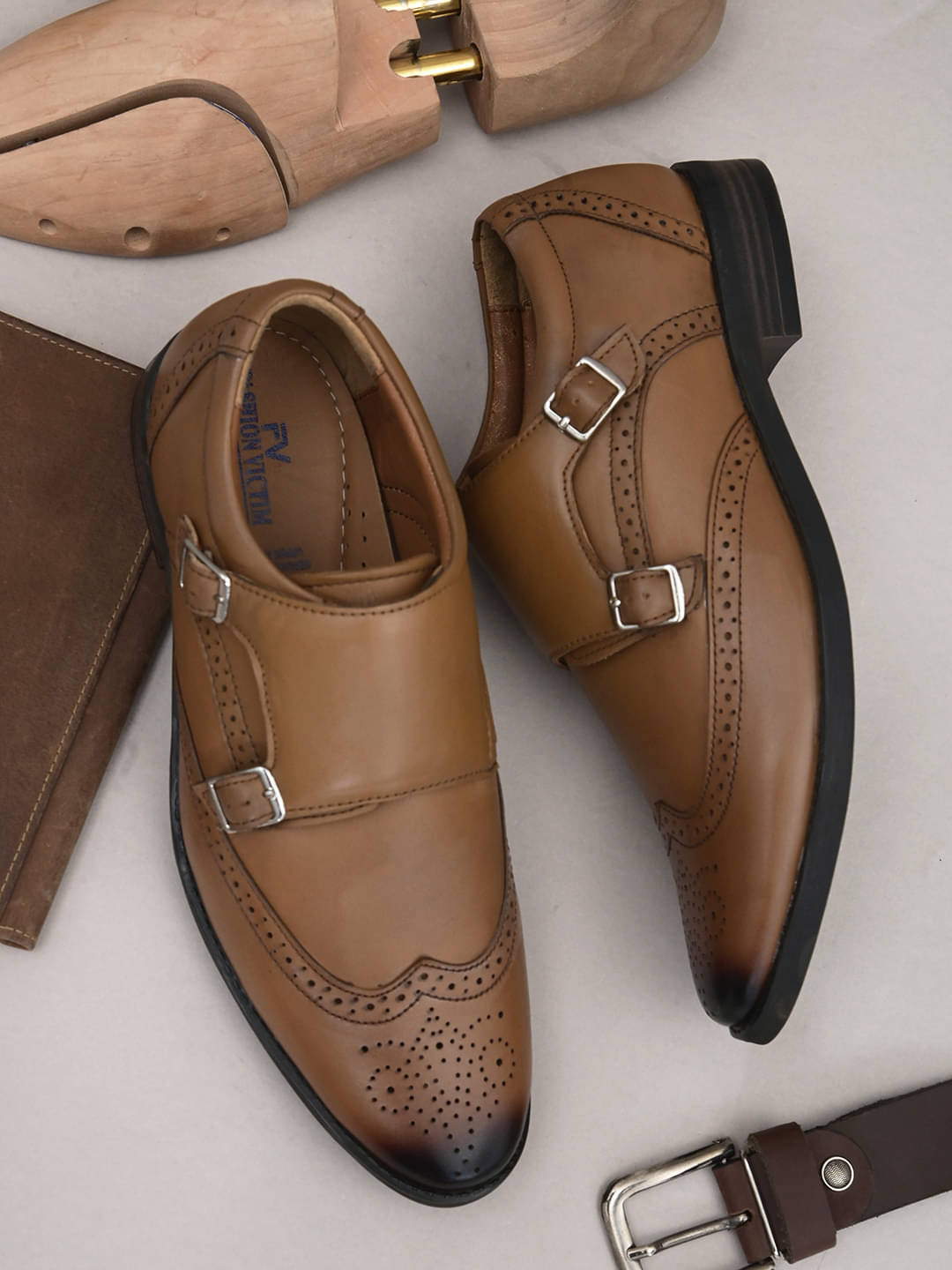 Fashion Victim Brown Men's Monk Strap Formal Shoes Fashion Victim Brown Men's Monk Strap Formal Shoes