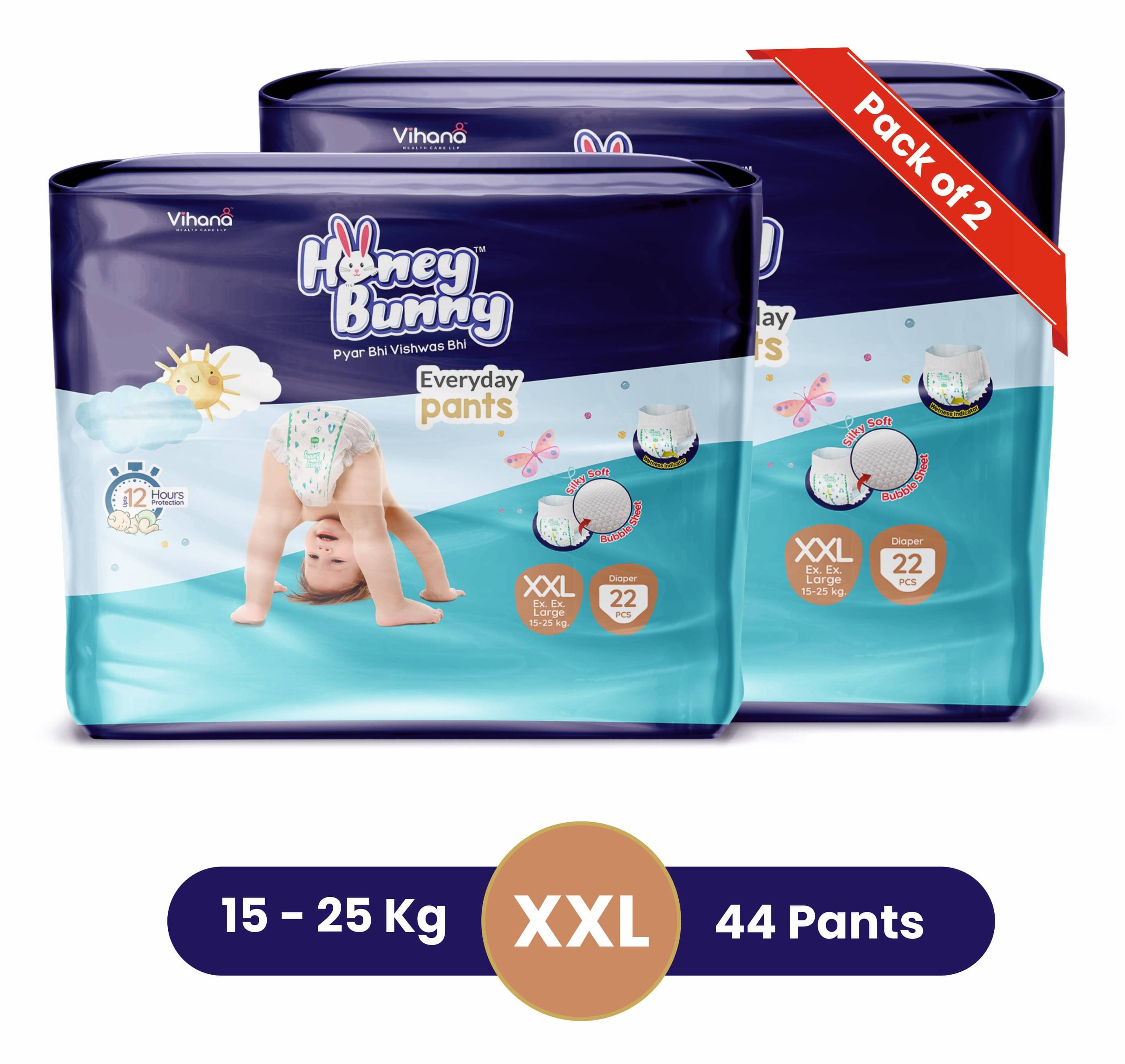 Honey Bunny XXL Diaper Pants ( Pack of 2 ) Honey Bunny XXL Diaper Pants ( Pack of 2 )