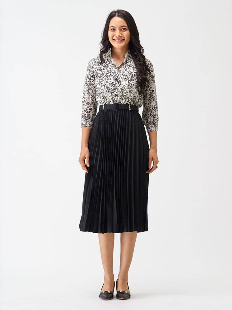 JASH CREATION Polyester Printed Midi Women's Fit & Flare Dress - Black ( Pack of 1 ) JASH CREATION Polyester Printed Midi Women's Fit & Flare Dress - Black ( Pack of 1 )