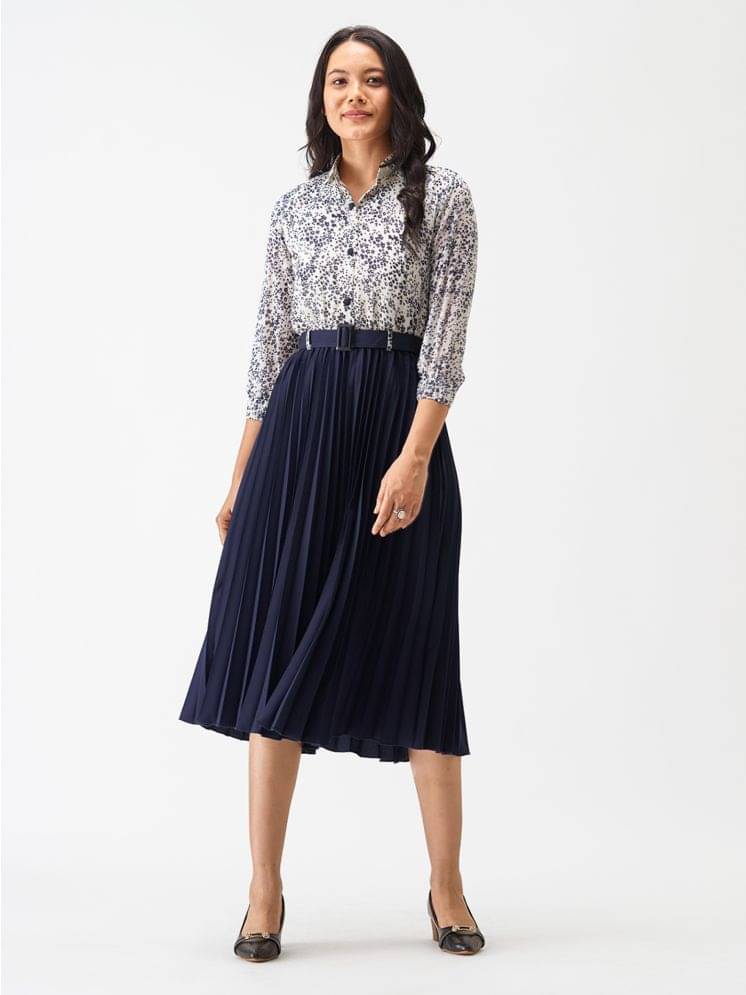 JASH CREATION Polyester Printed Midi Women's Fit & Flare Dress - Blue ( Pack of 1 ) JASH CREATION Polyester Printed Midi Women's Fit & Flare Dress - Blue ( Pack of 1 )