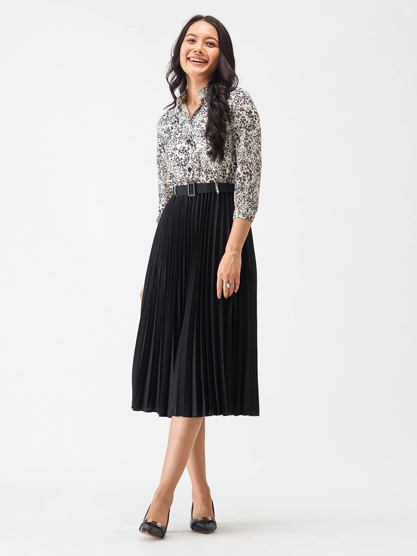 JASH CREATION Polyester Printed Midi Women's Fit & Flare Dress - Black ( Pack of 1 ) JASH CREATION Polyester Printed Midi Women's Fit & Flare Dress - Black ( Pack of 1 )