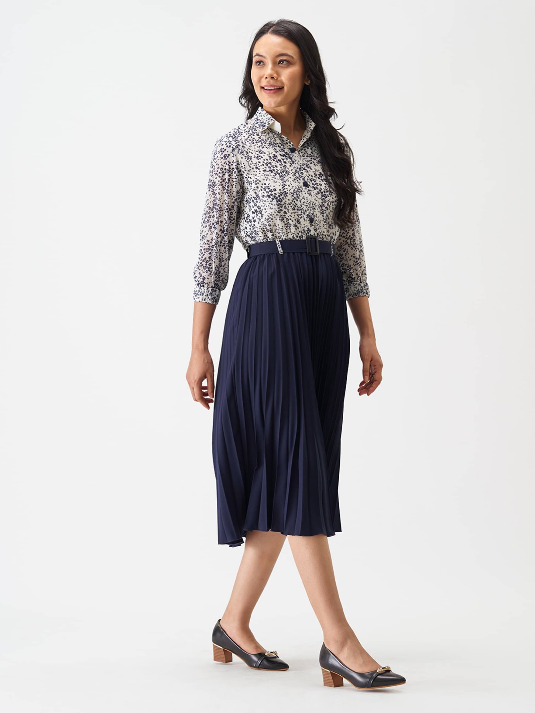     			JASH CREATION Women Polyester Printed Fit & Flare Dress ( Blue )