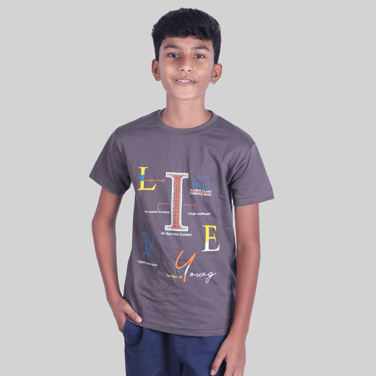     			Kidzee Kingdom Pack of 2 Boys Cotton T-Shirt ( Grey )