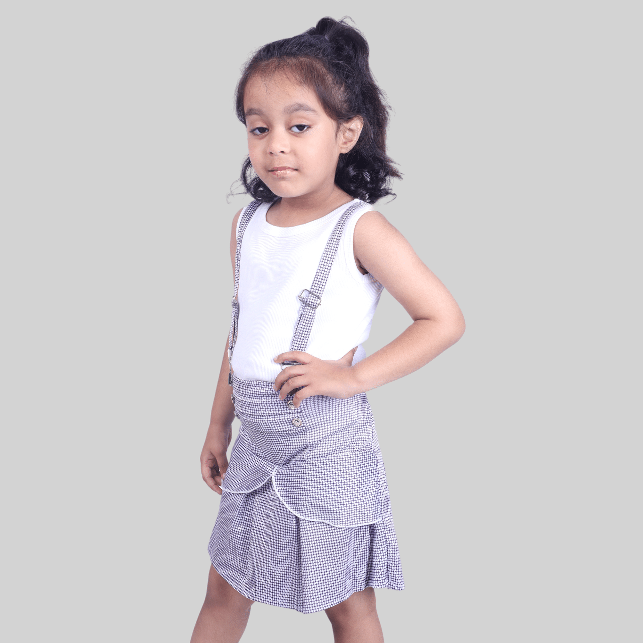     			Kidzee Kingdom Pack of 1 Girls Cotton Top With Skirt ( White )