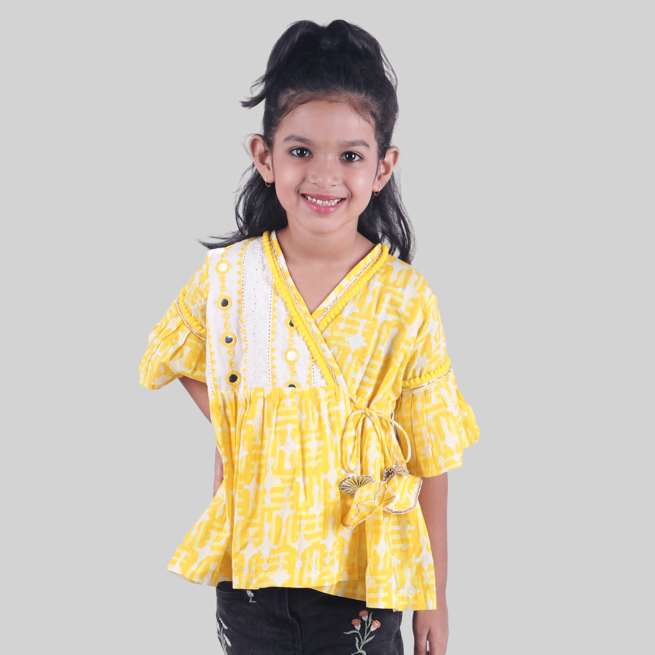    			Kidzee Kingdom Pack of 1 Girls Cotton Top ( Yellow )