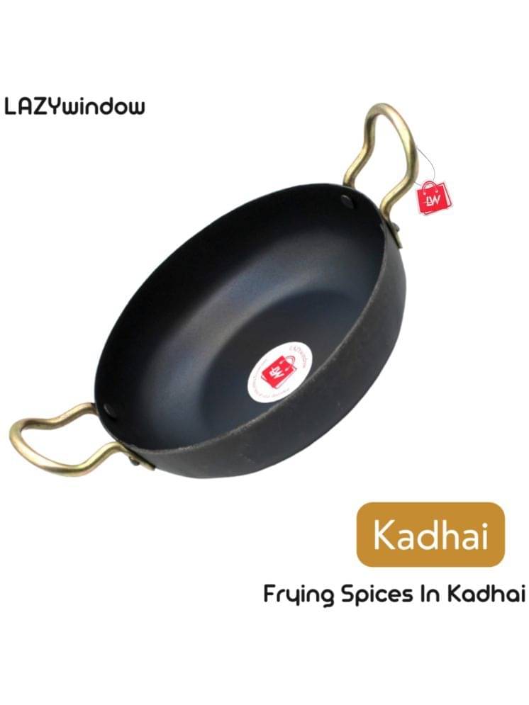LAZYWINDOW IronKadhai Non coated Iron Deep Kadhai Induction Bottom Stainless Steel Handle 2 Thickness mm 19 cm Diameter ( 0.6 L ) LAZYWINDOW IronKadhai Non coated Iron Deep Kadhai Induction Bottom Stainless Steel Handle 2 Thickness mm 19 cm Diameter ( 0.6 L )