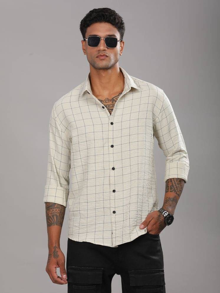 Paul Street Viscose Slim Fit Checks Full Sleeves Men's Casual Shirt - Beige ( Pack of 1 )     			Paul Street Viscose Slim Fit Checks Full Sleeves Men's Casual Shirt - Beige ( Pack of 1 )