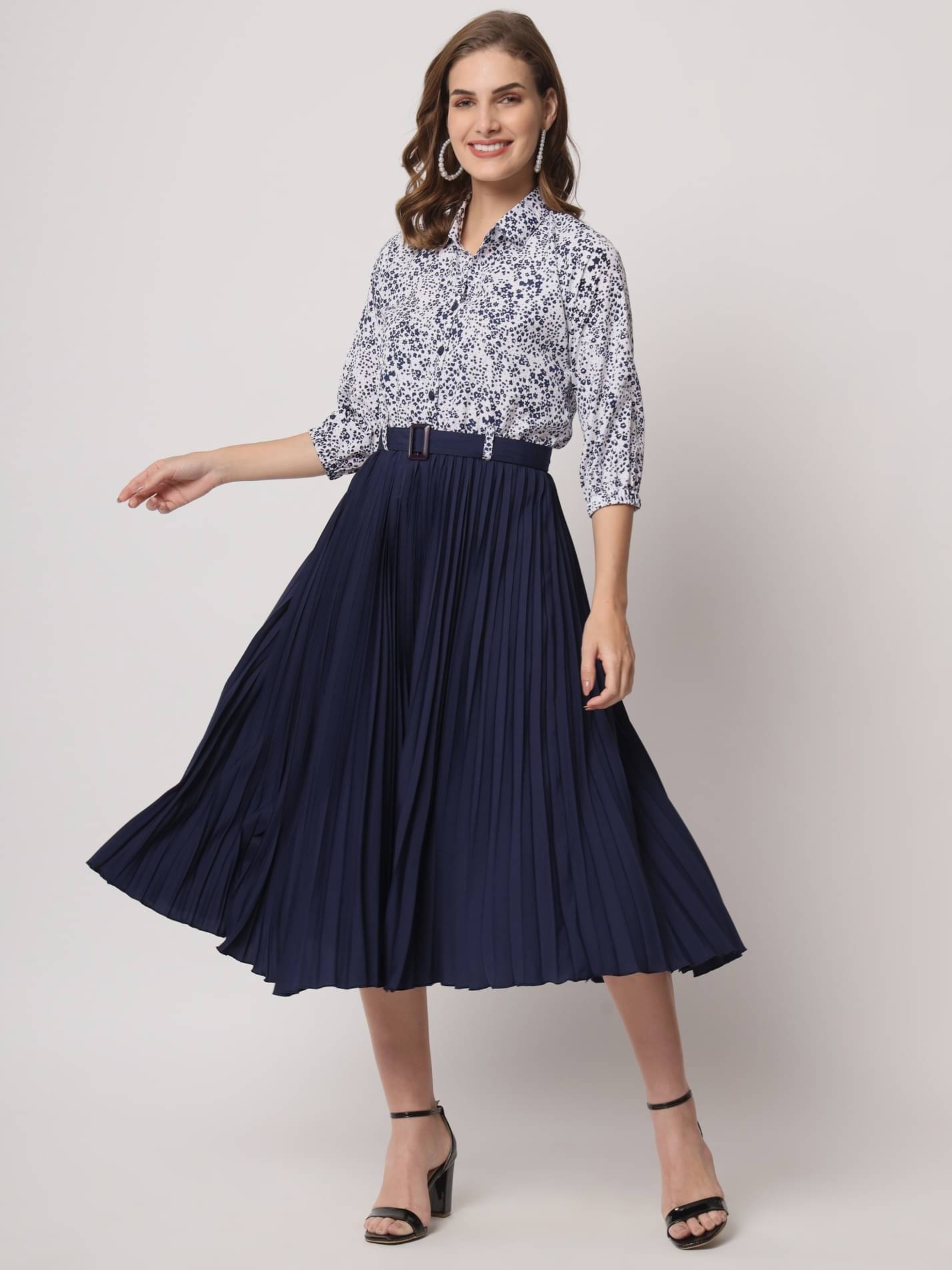     			RAIYANI FASHION Women Polyester Printed Fit & Flare Dress ( Blue )