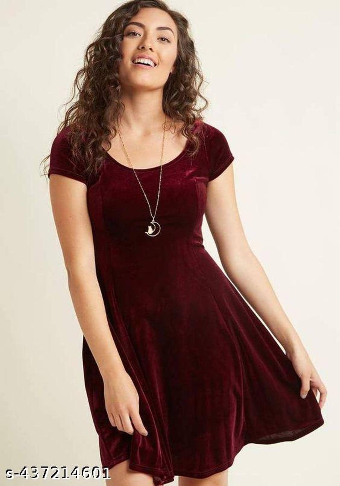 Raabta Fashion Women Velvet Solid Wrap Dress ( Maroon )
