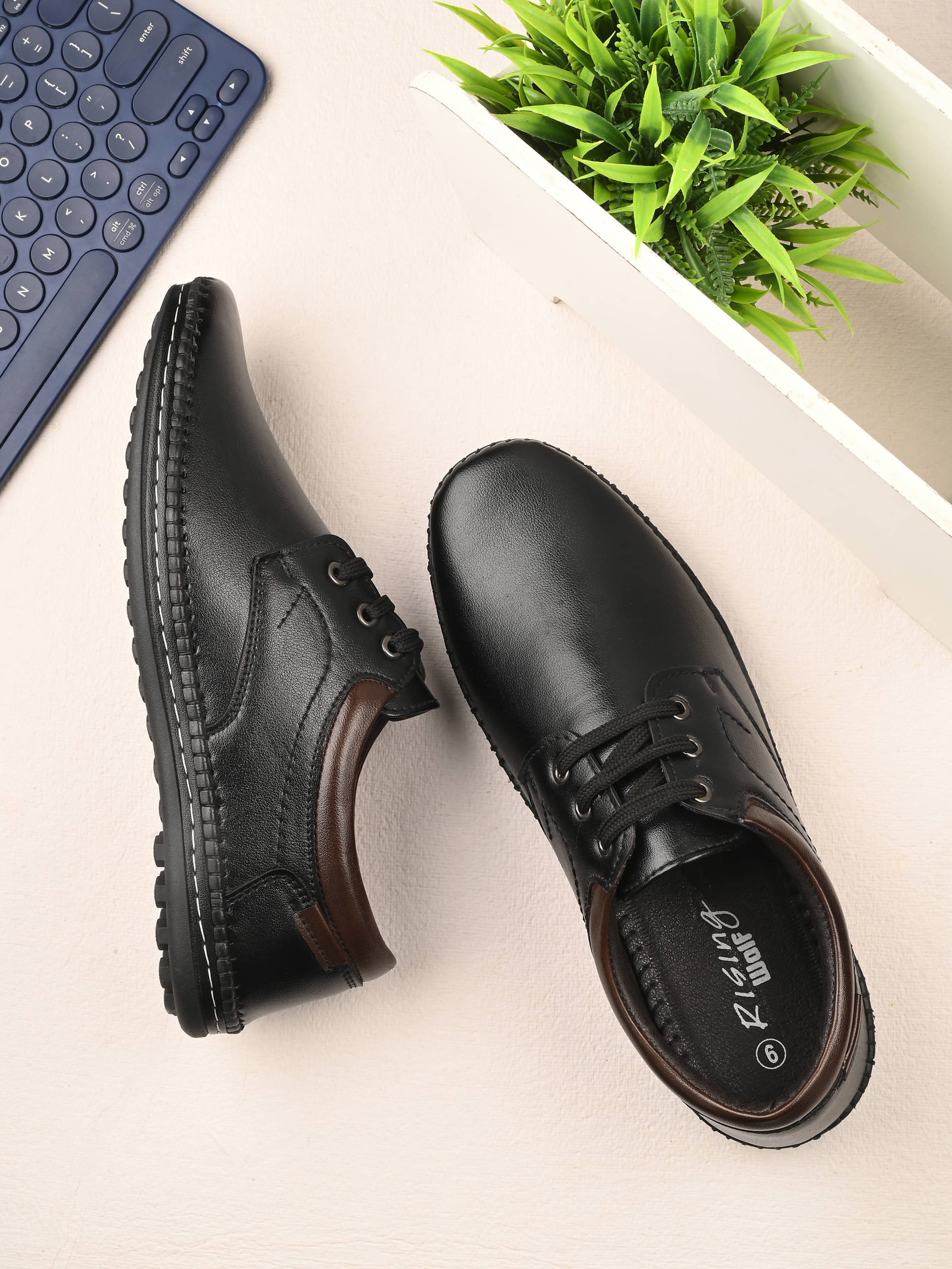 Rising Wolf Black Men's Derby Formal Shoes Rising Wolf Black Men's Derby Formal Shoes