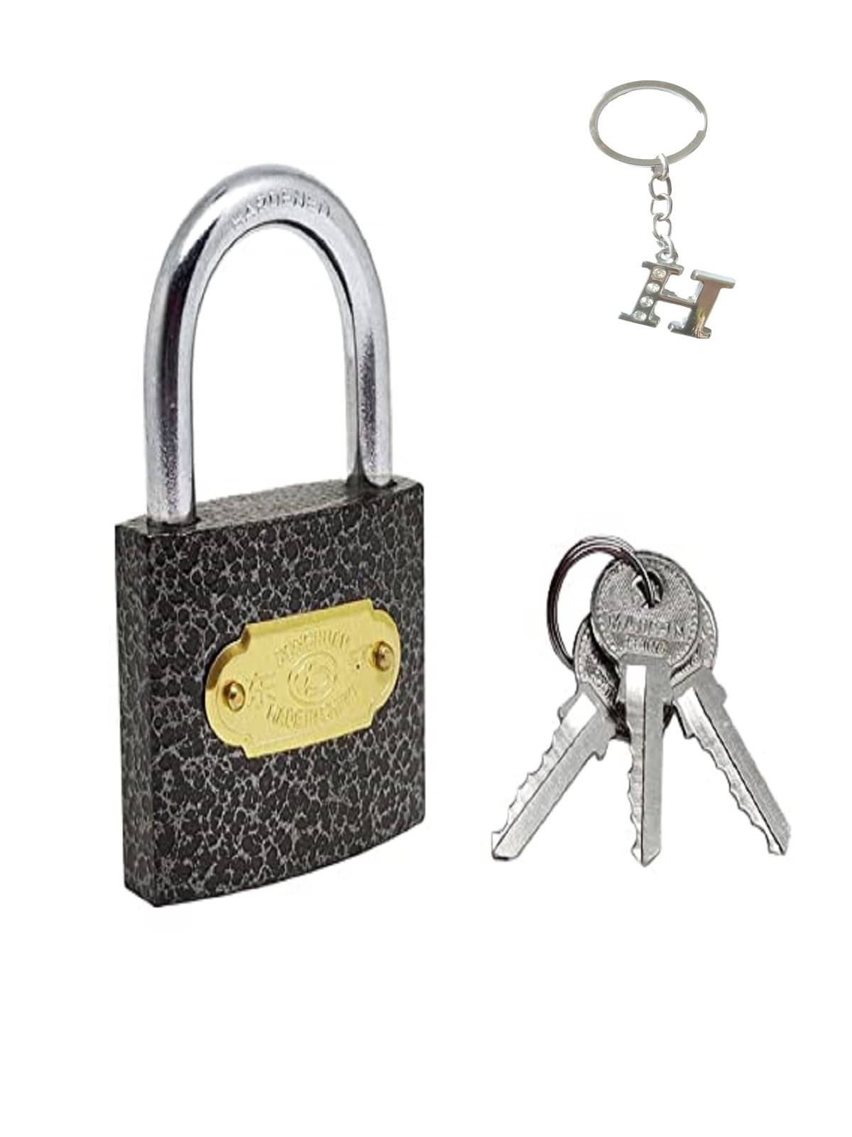 multi alphabets key chain with lock SMALL 63MM Pressing Hard Stainless Steel black Finish Lock with 3 Key (lock 63 mm ) multi alphabets key chain with lock SMALL 63MM Pressing Hard Stainless Steel black Finish Lock with 3 Key (lock 63 mm )