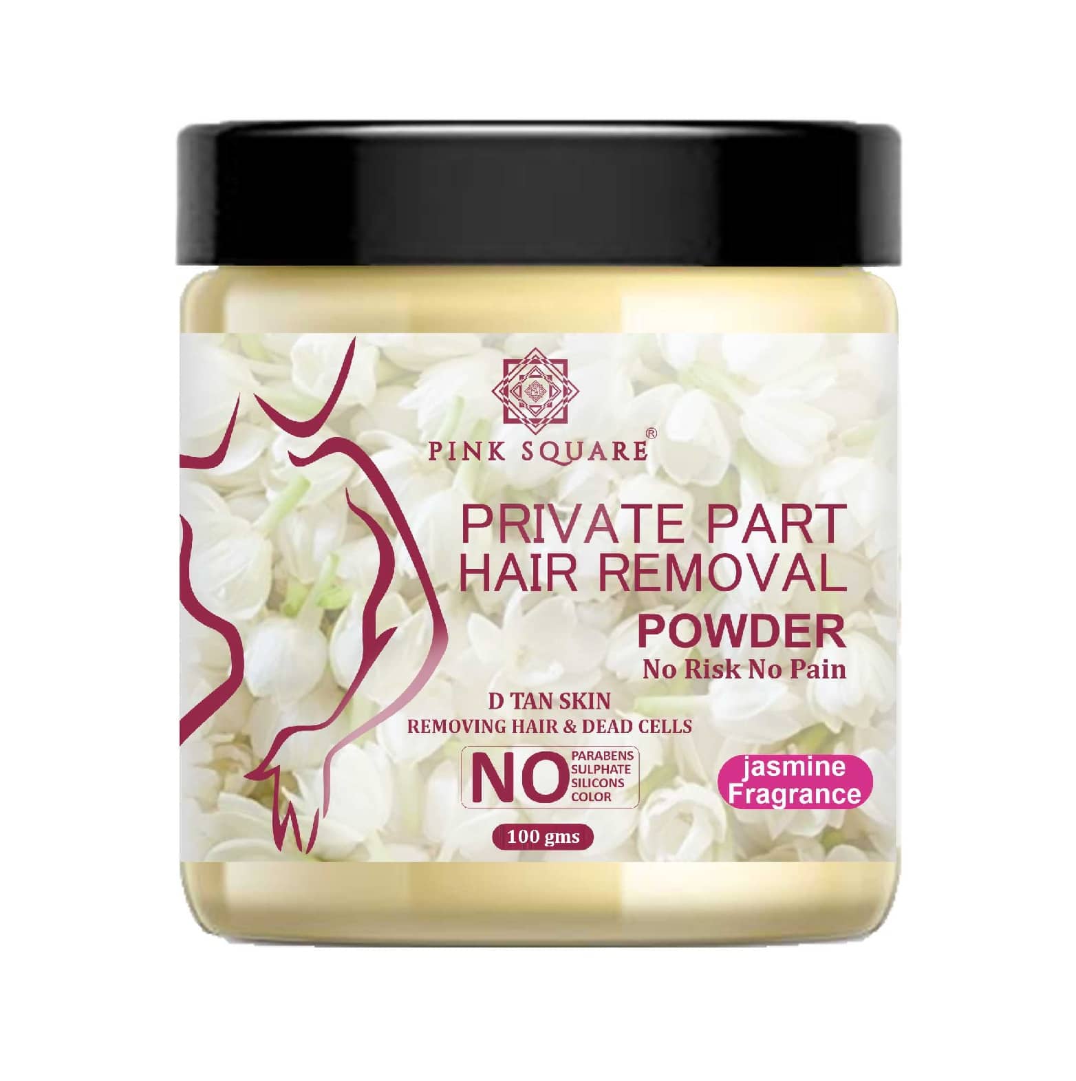 pink square Natural Hair Removal Powder for Men & Women 100 ( Pack of 1 )