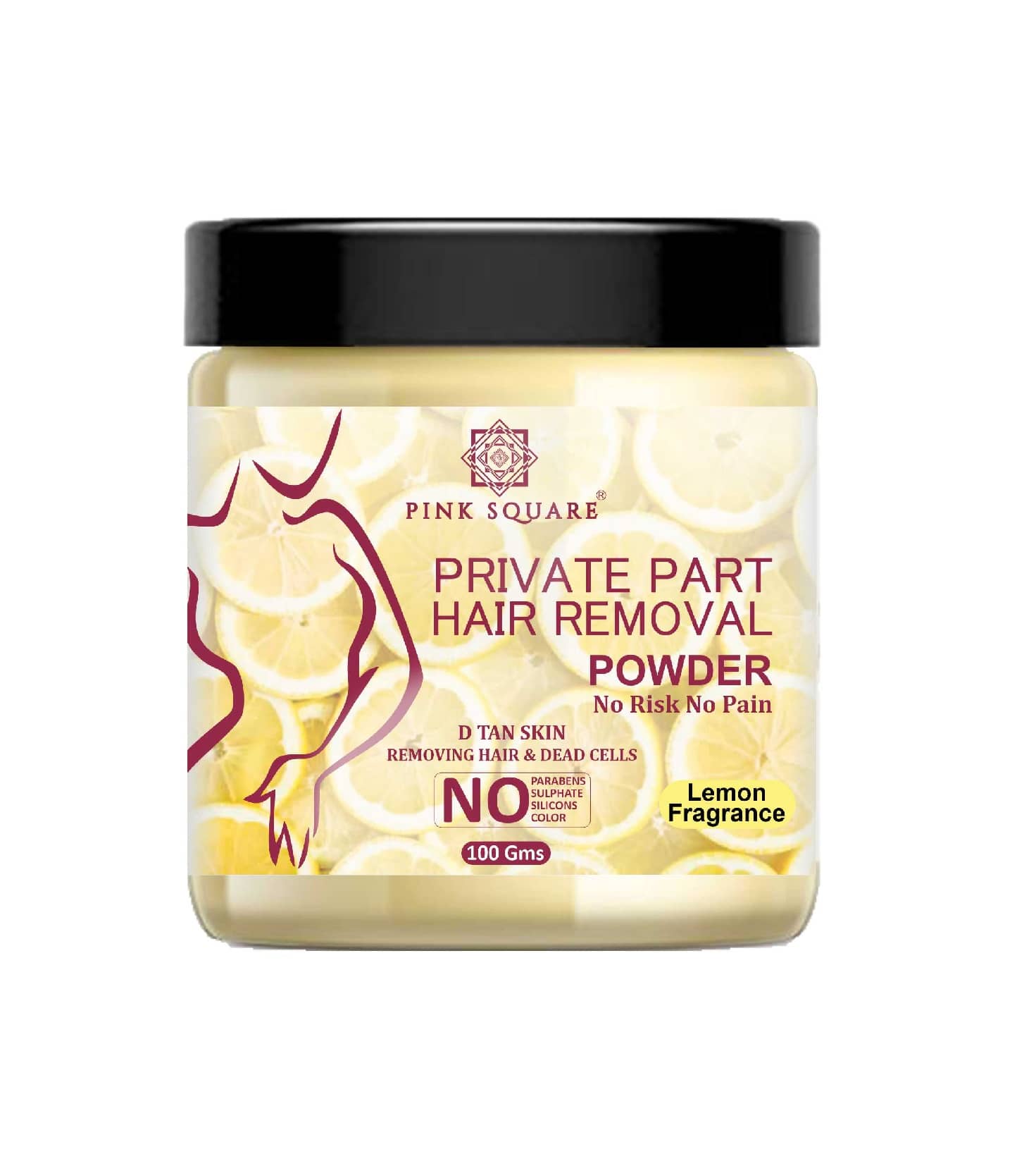 pink square Natural Hair Removal Powder for Men & Women 100 ( Pack of 1 )