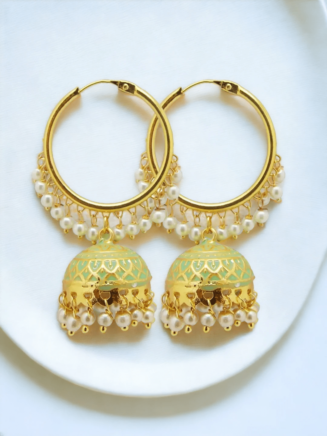     			BIYU Light Green Hoops Earrings ( Pack of 1 )