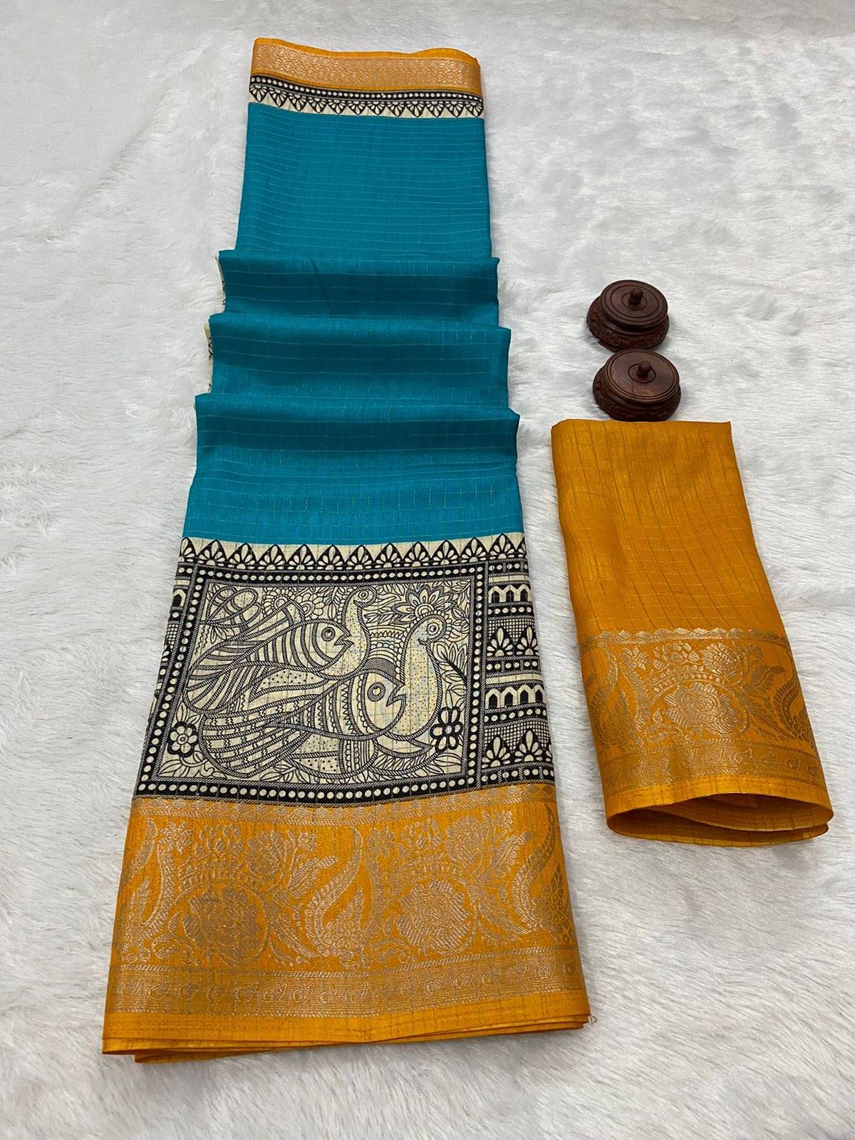 Bhuwal Fashion Art Silk Embellished Saree With Unstitched Blouse Piece ( Rama ) Bhuwal Fashion Art Silk Embellished Saree With Unstitched Blouse Piece ( Rama )