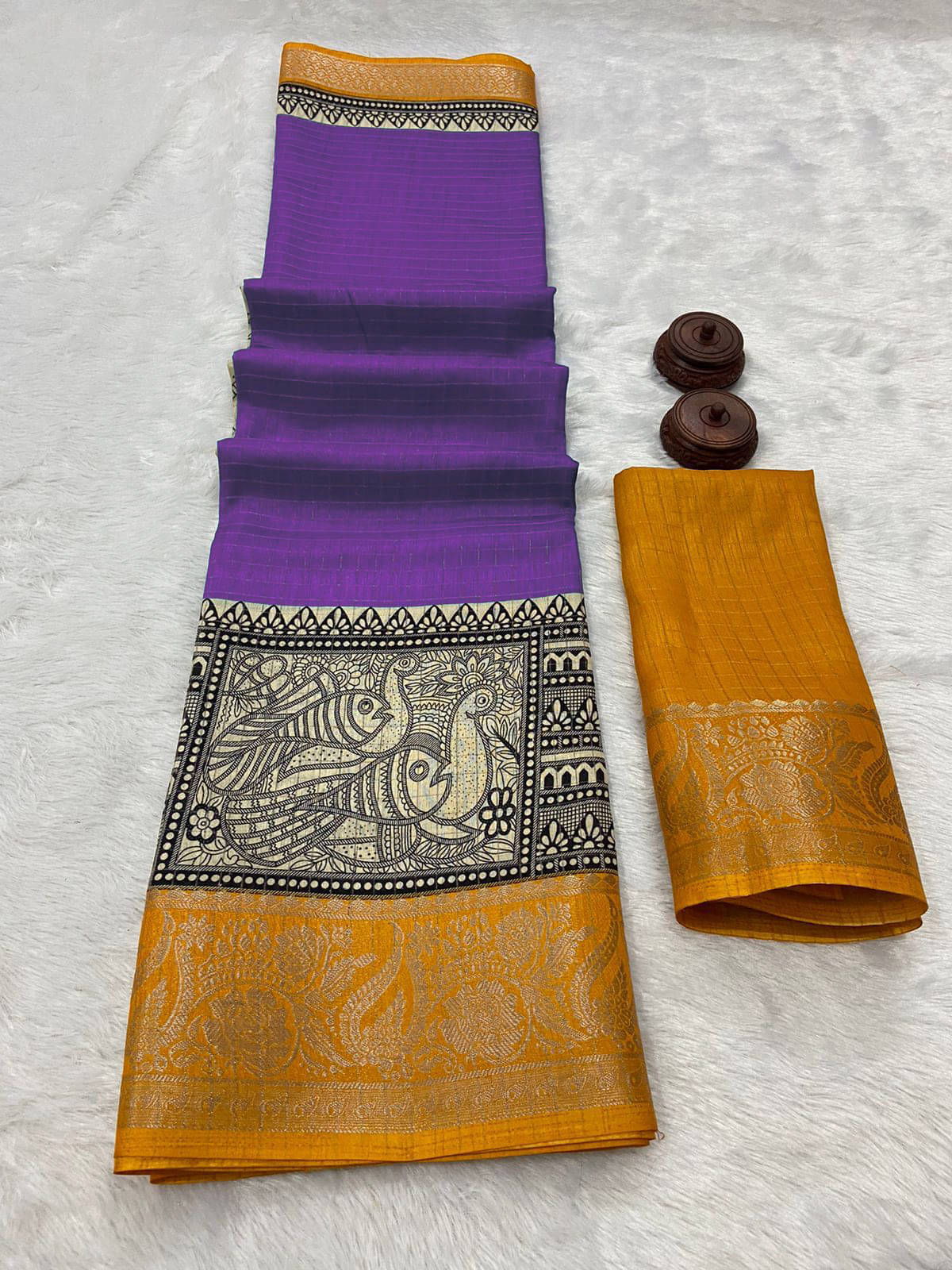 Bhuwal Fashion Art Silk Woven Saree With Unstitched Blouse Piece ( Purple ) Bhuwal Fashion Art Silk Woven Saree With Unstitched Blouse Piece ( Purple )
