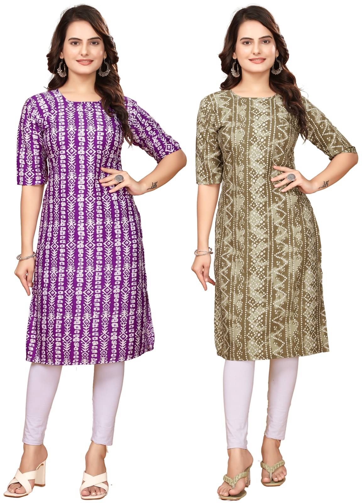     			DESIGNER DREAM Crepe Printed Straight Women's Kurti - Lavender,Multicolor ( Pack of 2 )