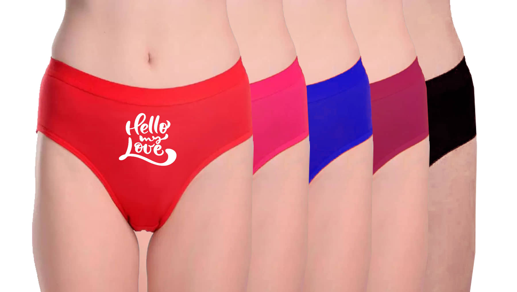 DOOZIE LOVEPLUS Pack of 5 Poly Cotton Printed Women's Hipster ( Multicolor )