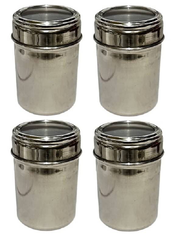     			Dynore 4 small dabbi Steel Silver Utility Container ( Set of 4 )