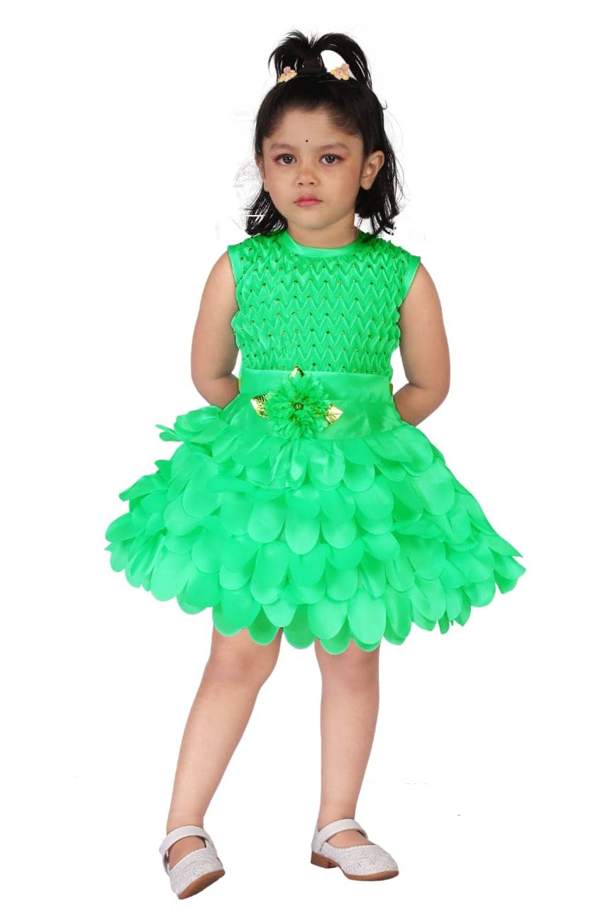 Eva And Ali Pack of 1 Baby Girls Silk Blend Frock ( Fluorescent Green )