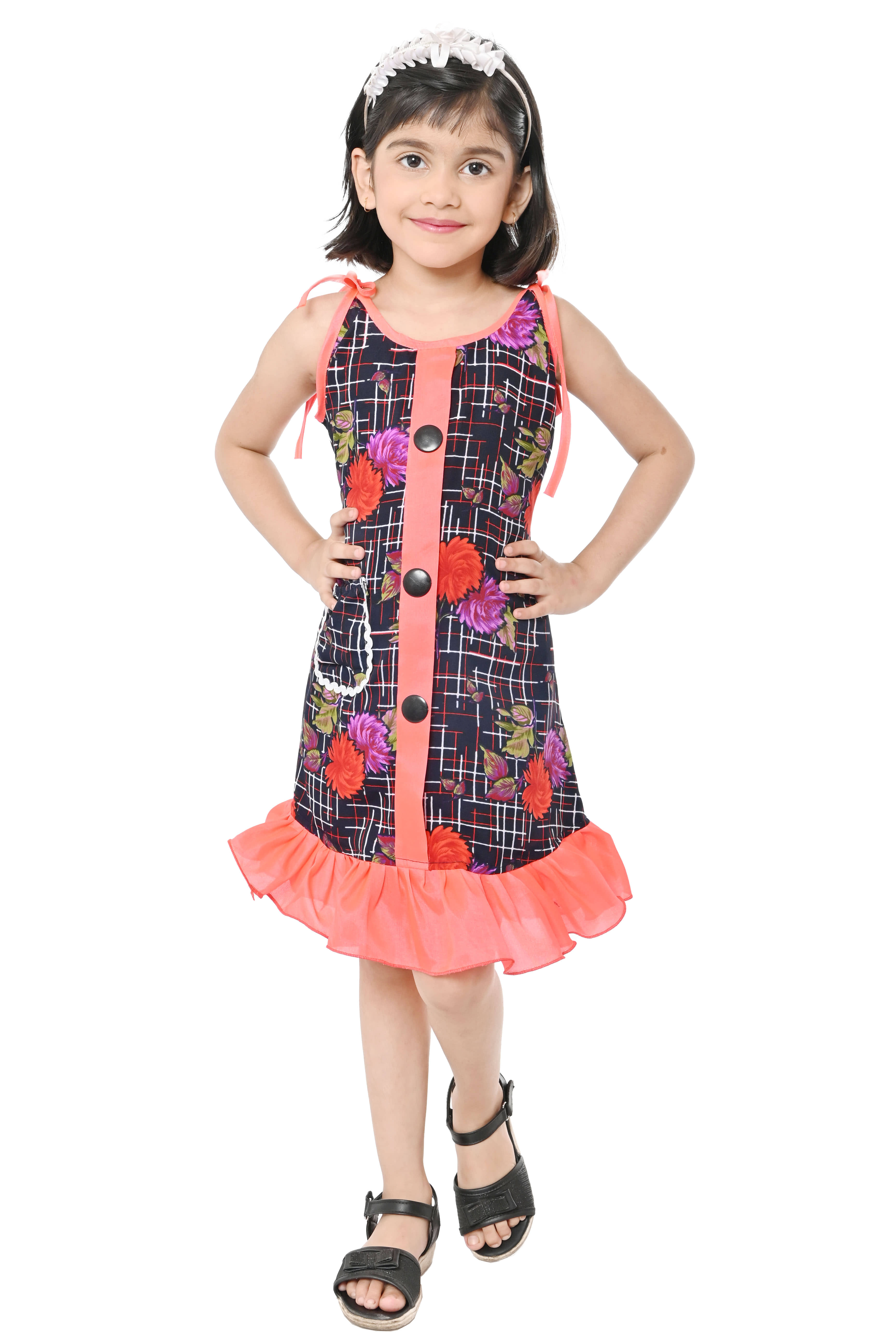 Eva And Ali Pack of 1 Baby Girls Cotton Blend Dress ( Multi )