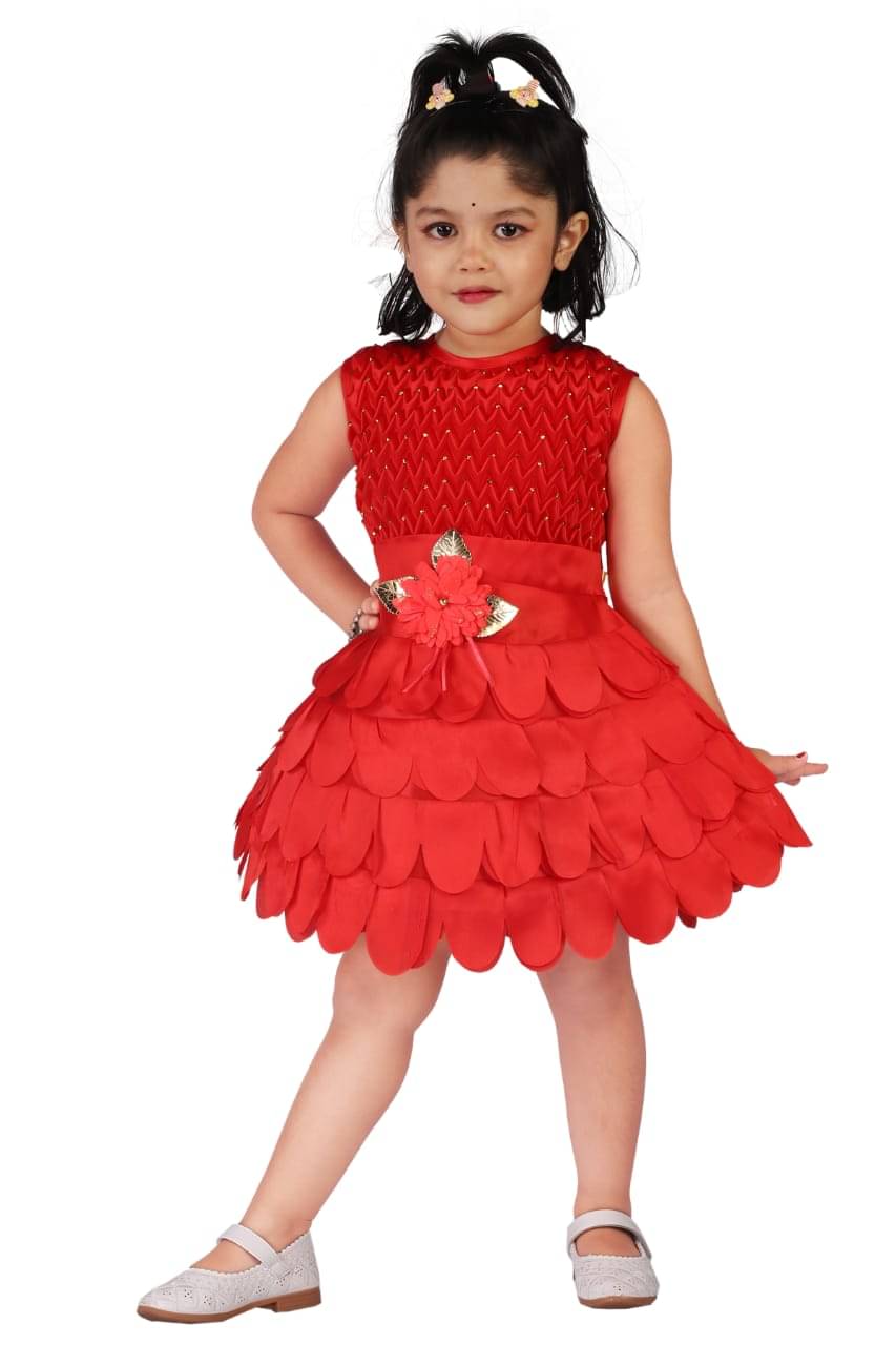     			Eva And Ali Pack of 1 Baby Girls Silk Blend Frock ( Red )