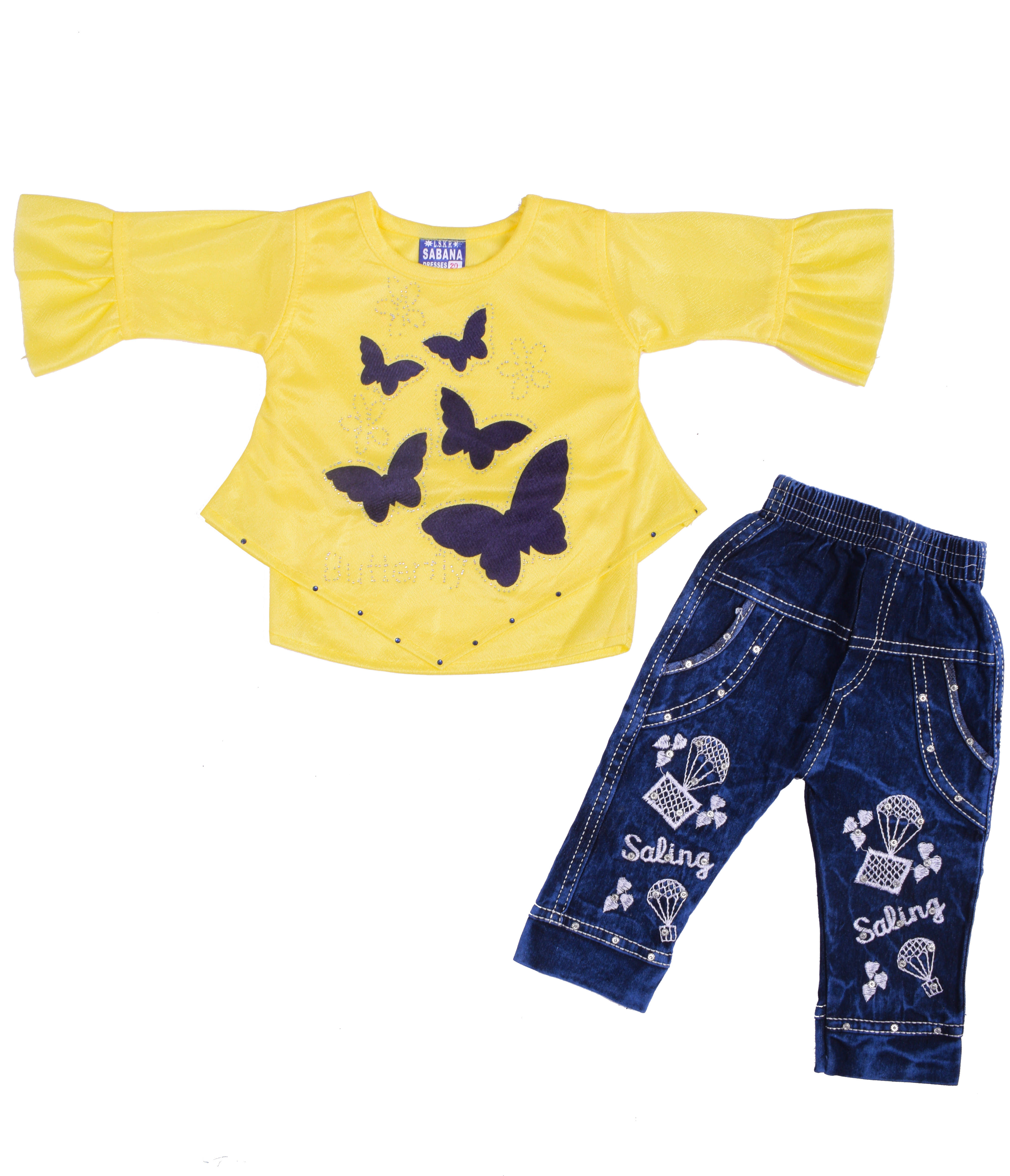     			Eva And Ali Pack of 1 Baby Girls Cotton Blend Top & Trouser ( Yellow )