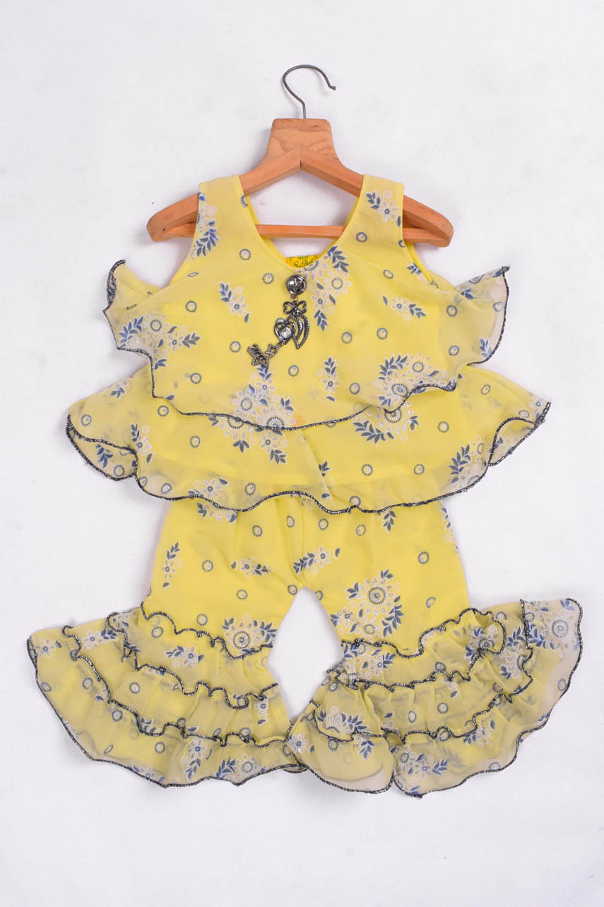     			Eva And Ali Pack of 1 Baby Girls Cotton Blend Top & Trouser ( Yellow )