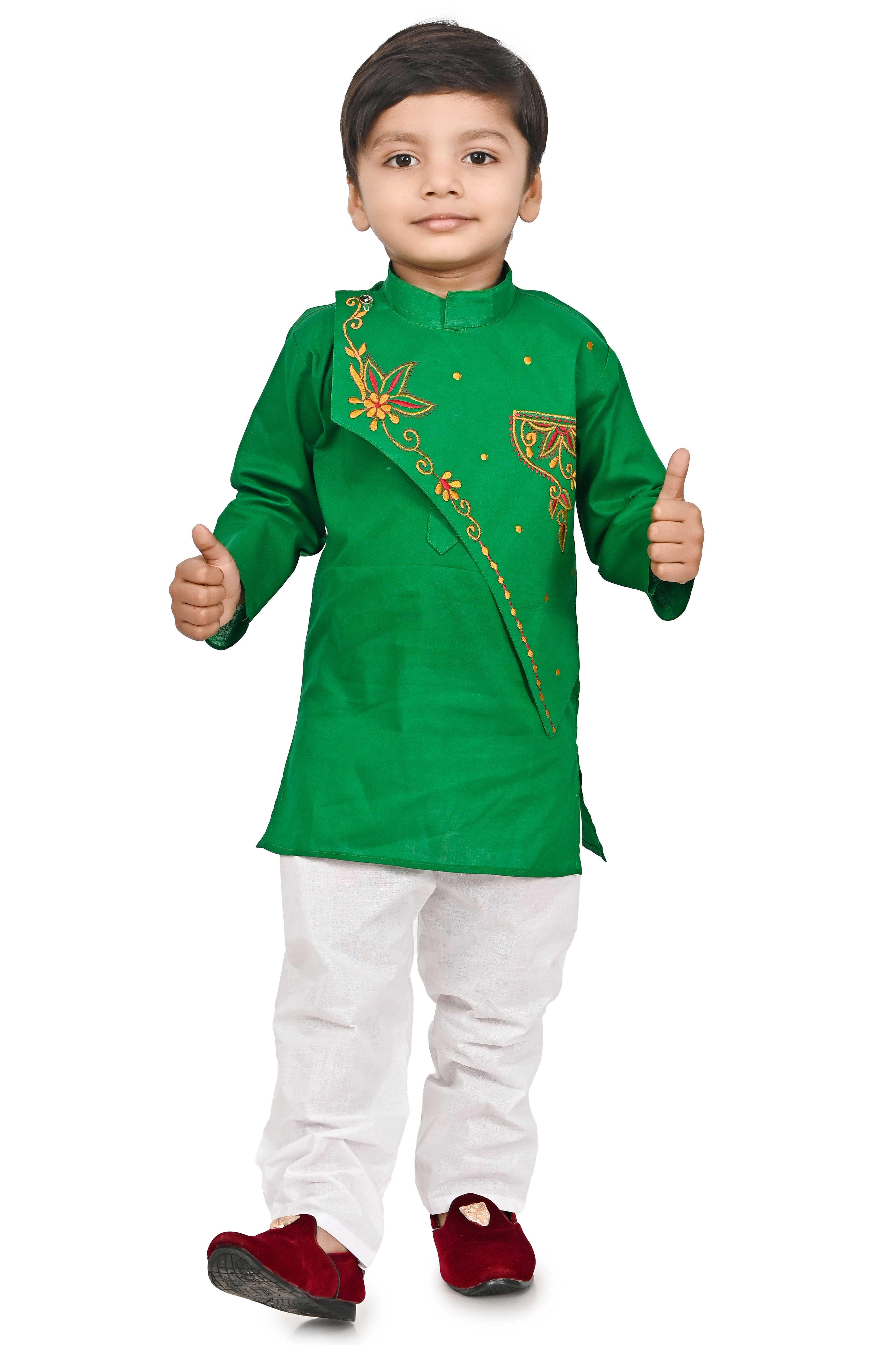     			Eva And Ali Baby Boys Cotton Blend Kurta Pyjama ( Green )