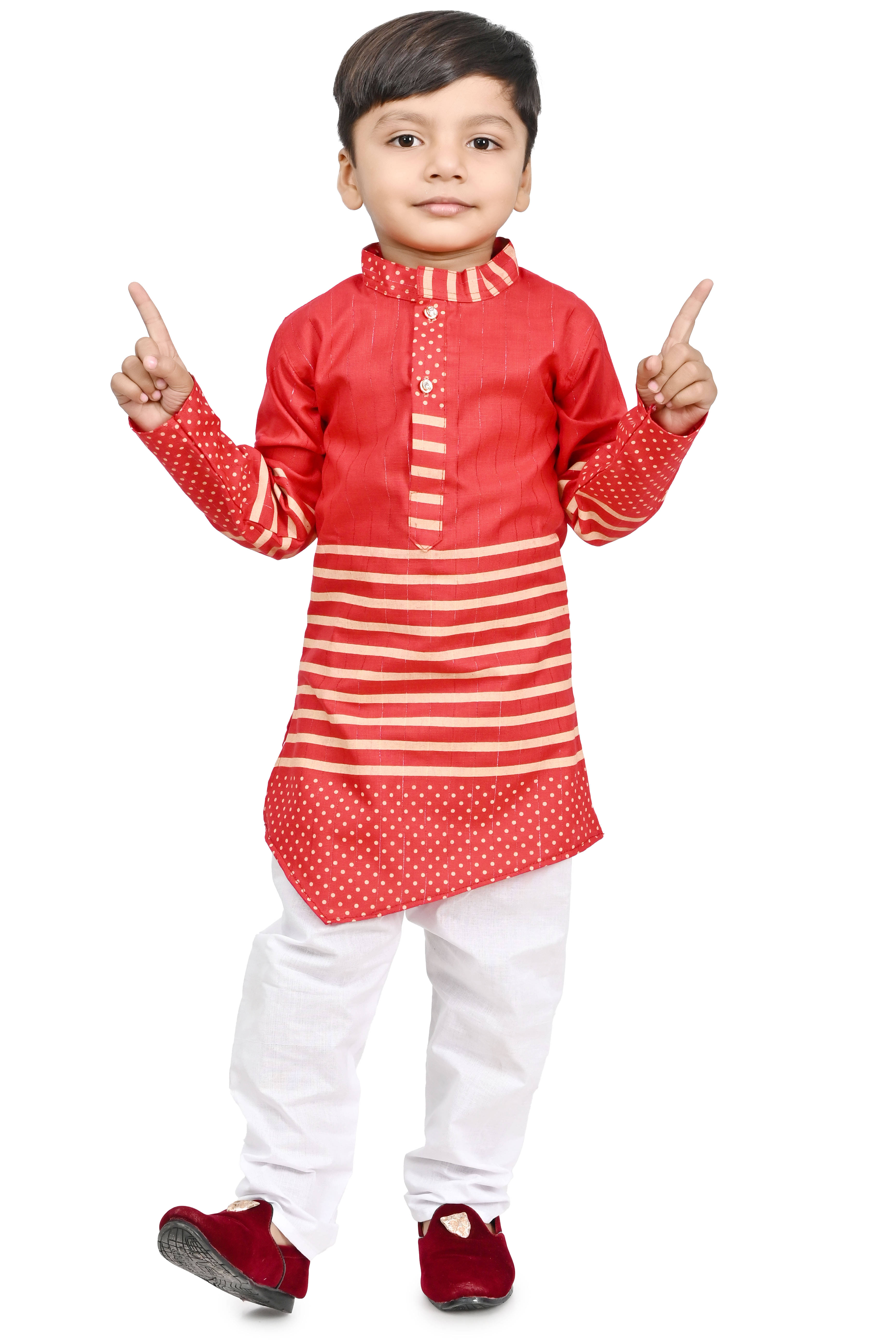     			Eva and Ali Red Kurta Pyjama