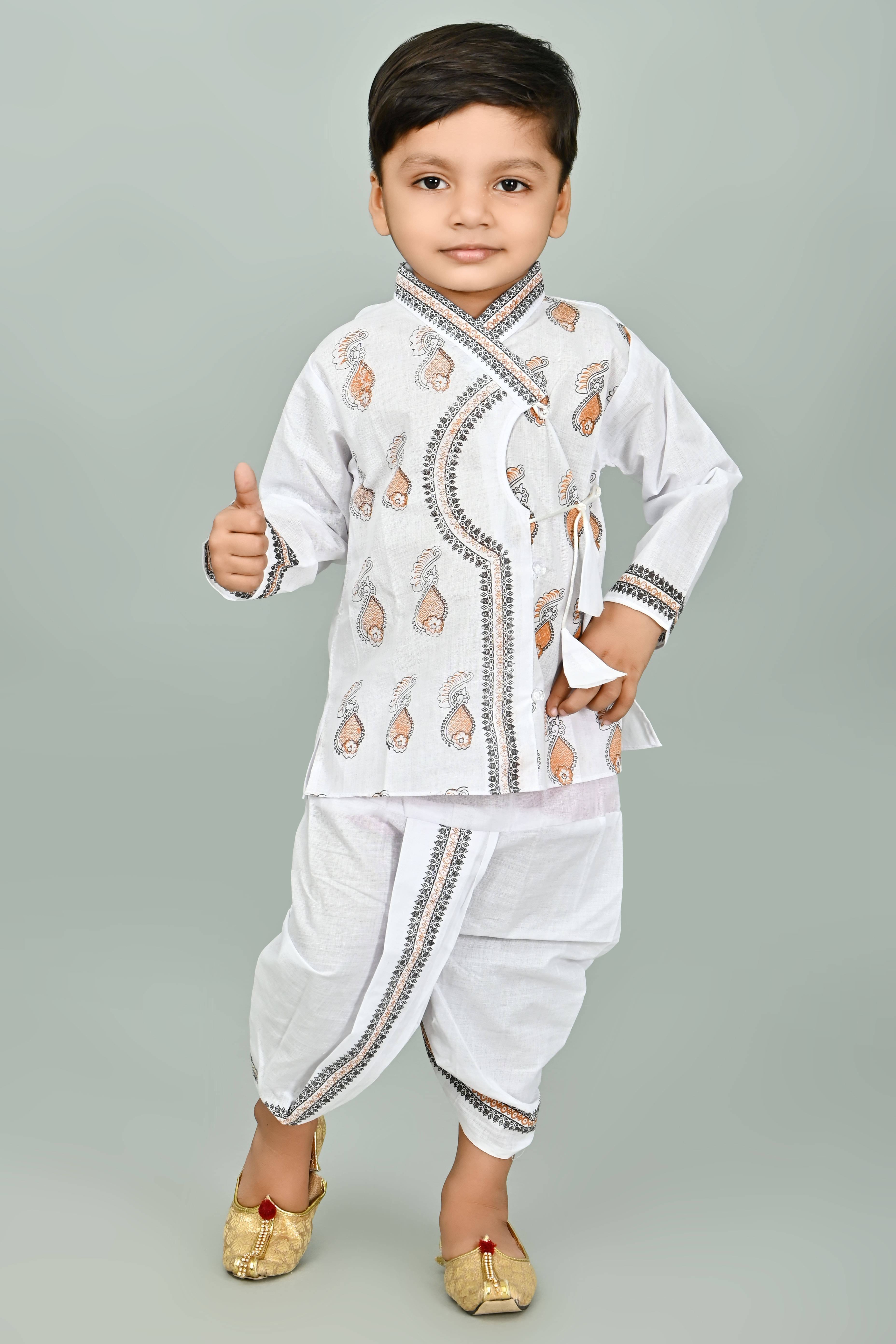     			Eva And Ali Baby Boys Cotton Blend Kurta Pyjama ( White )